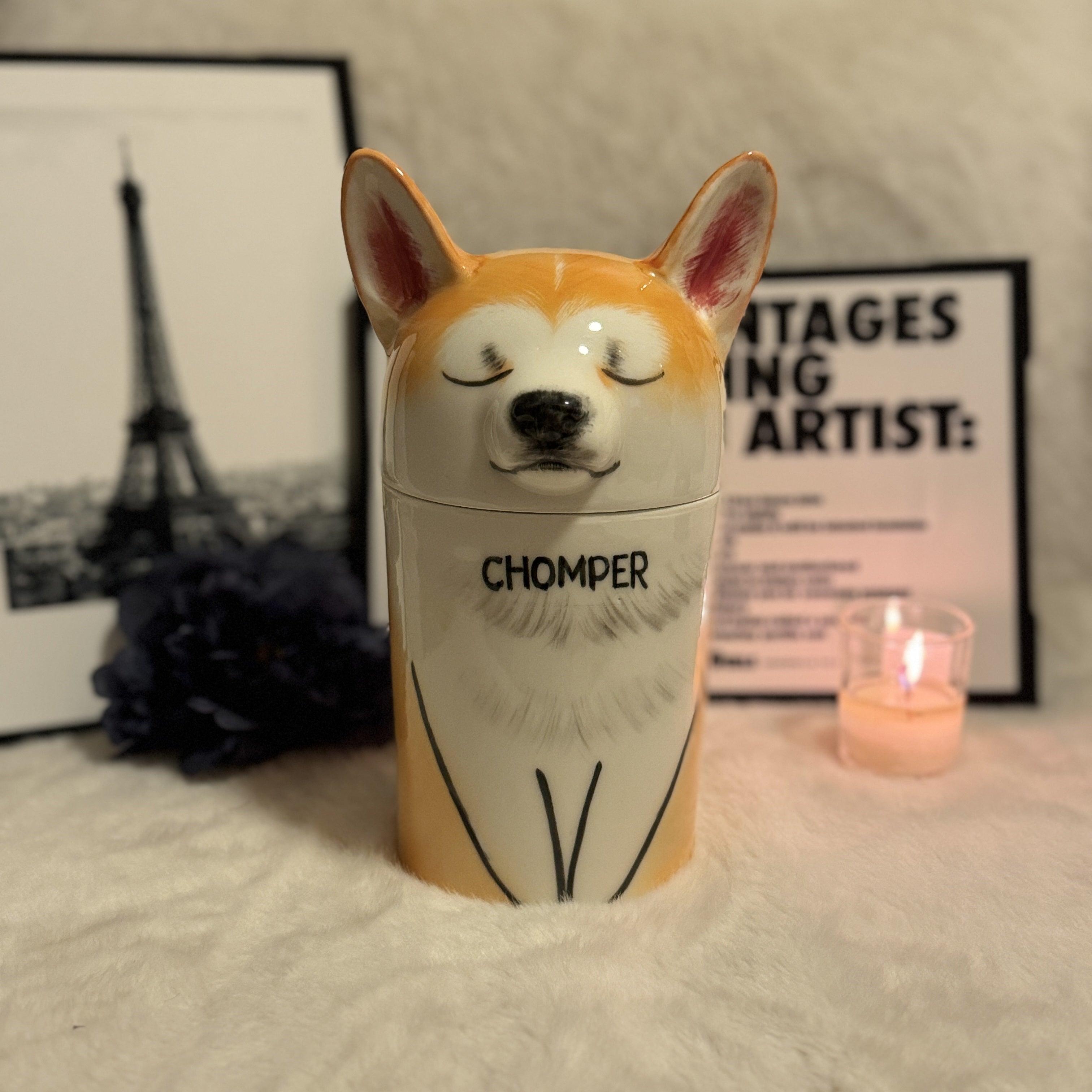 pet urn, pet urn customization, ceramic urn, dog urn