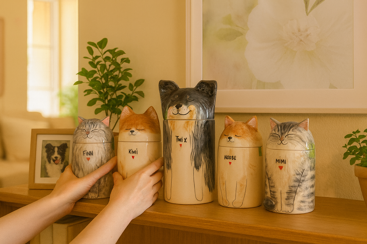 personalized ceramic cat urn for pet ashes