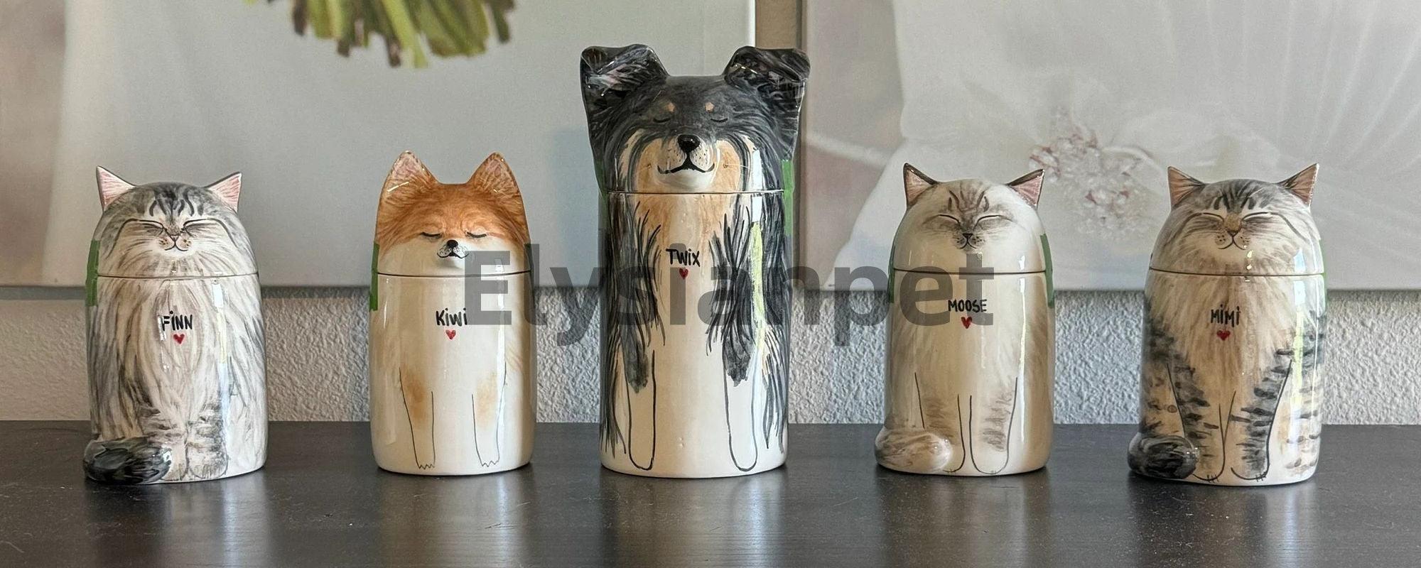 handcrafted ceramic pet urn with floral design