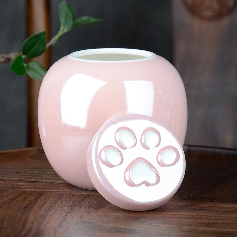 Ceramic Pet Urn | Pet funeral supplies light luxury sealed jar high-end ceramic urn simple moisture-proof small pet urn - elysianpet