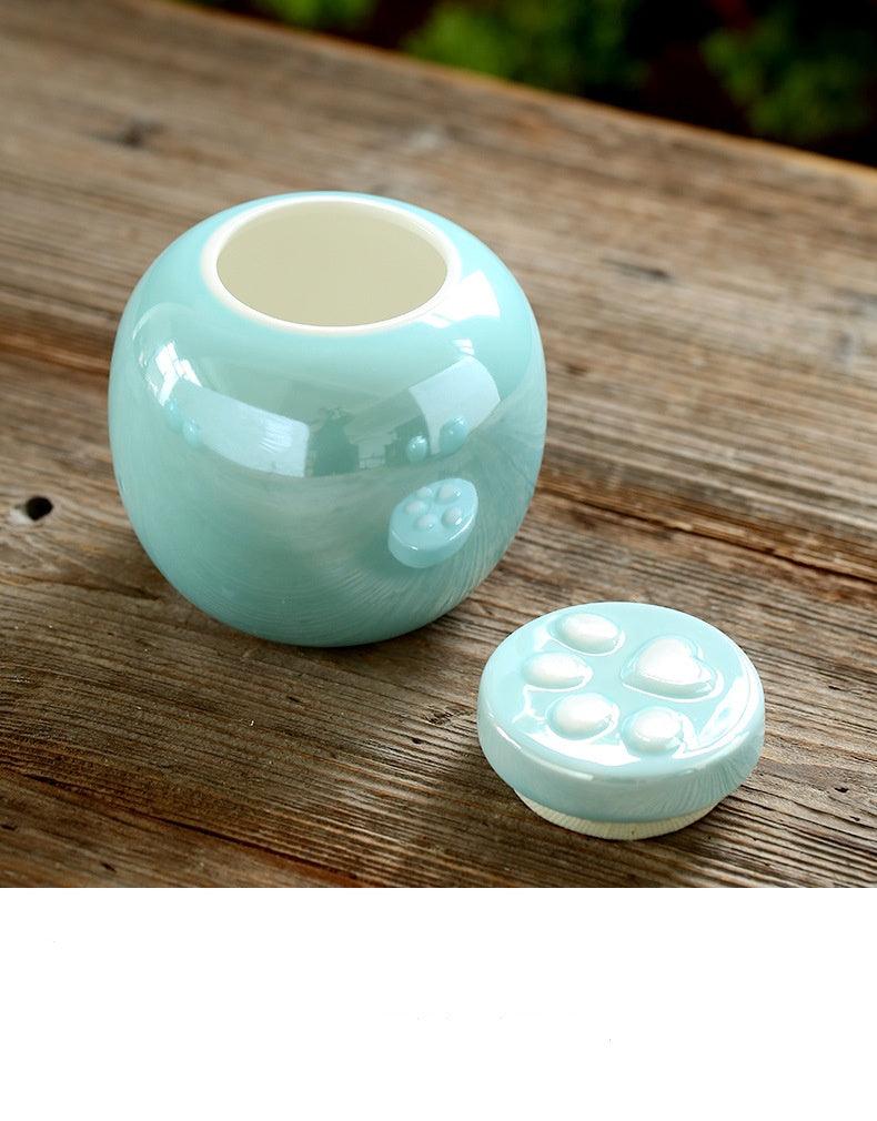 Ceramic Pet Urn | Pet funeral supplies light luxury sealed jar high-end ceramic urn simple moisture-proof small pet urn - elysianpet