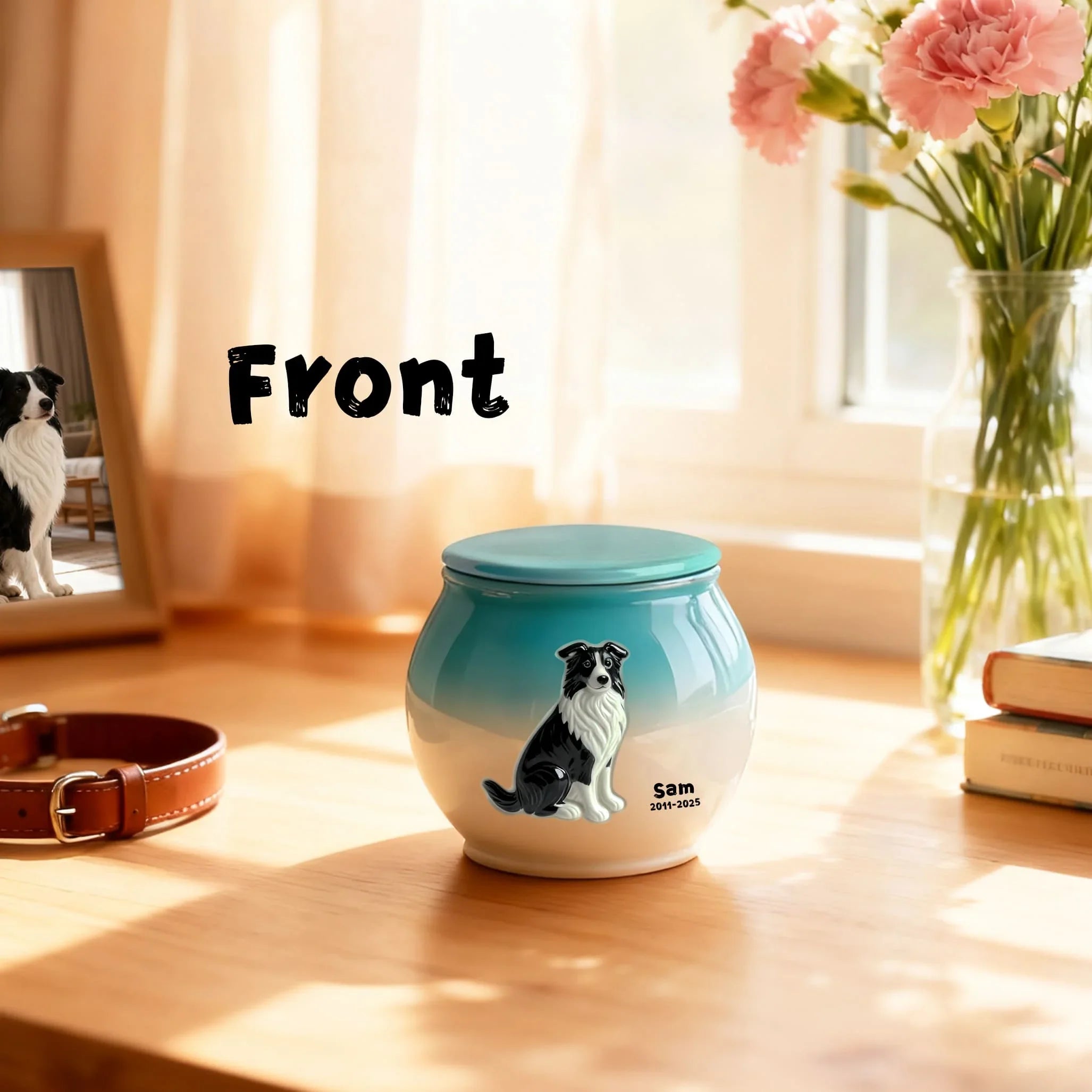 Custom Dog Urn with Engraved Name & Portrait | Gradient Ceramic Memorial for Cats & Dogs