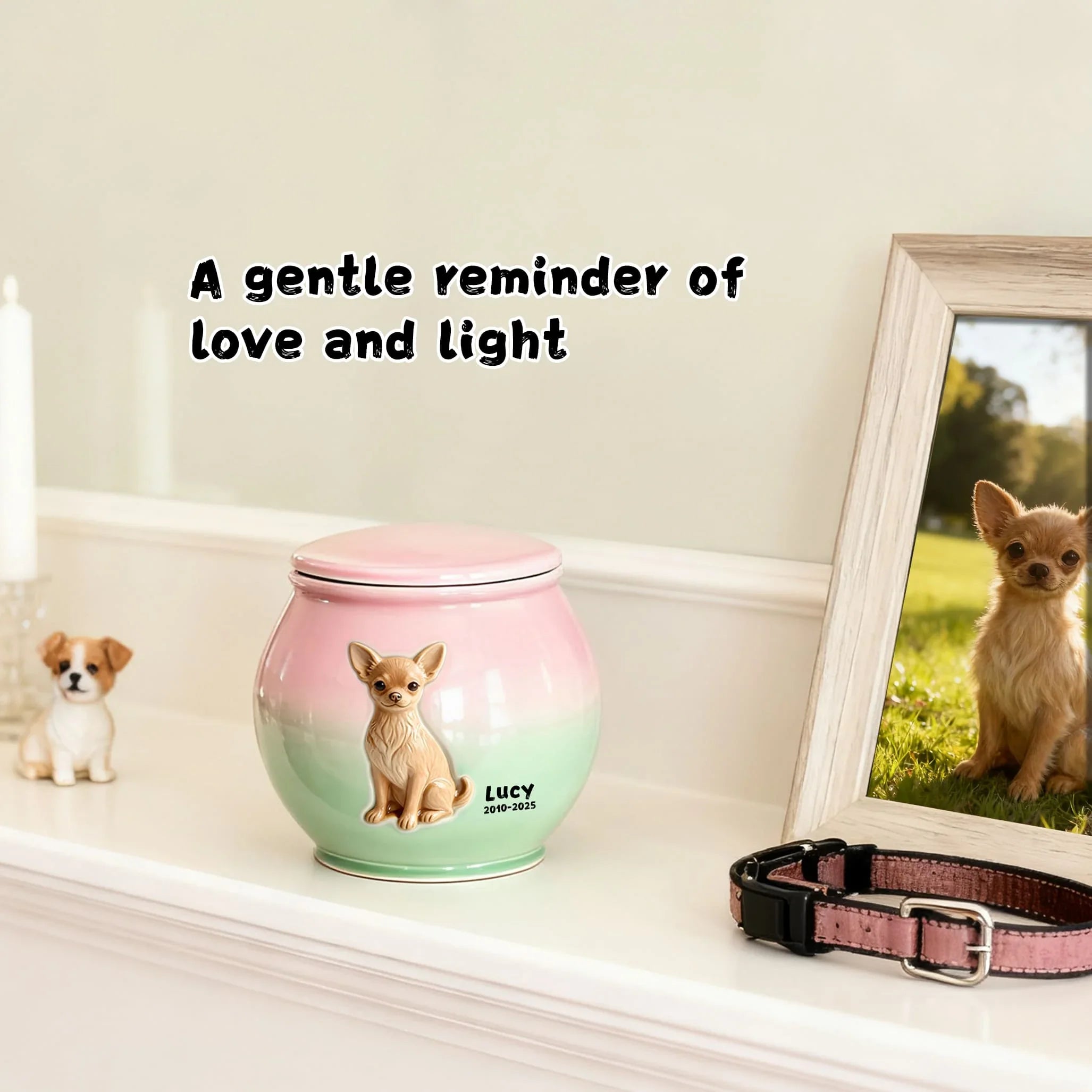 Personalized Pet Urn for Dogs – Custom Ceramic Dog Memorial Urn with Engraved Name & Photo