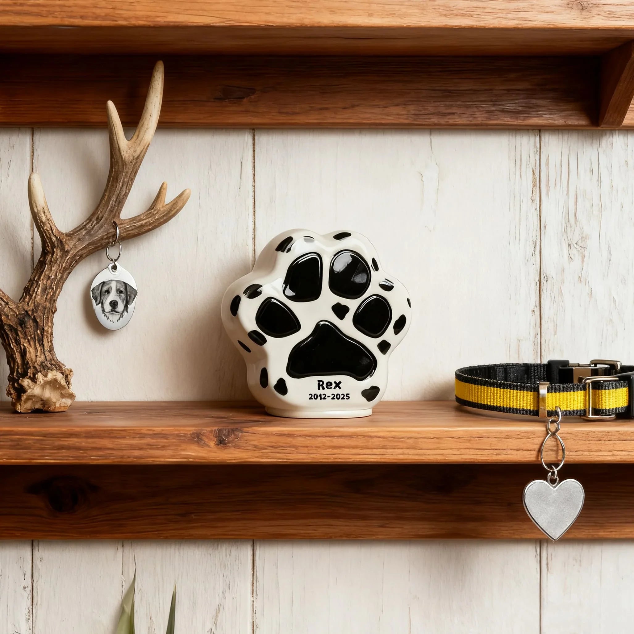 Custom Dog Urn with Personalized Paw Print - Beagle Memorial Jar to Cherish Your Pet’s Memory