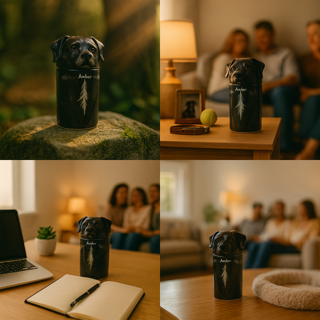 Personalized Dog Keepsake Urn Hand-Painted Ceramic Memorial