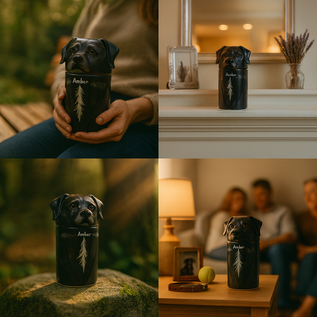 Personalized Dog Keepsake Urn Hand-Painted Ceramic Memorial