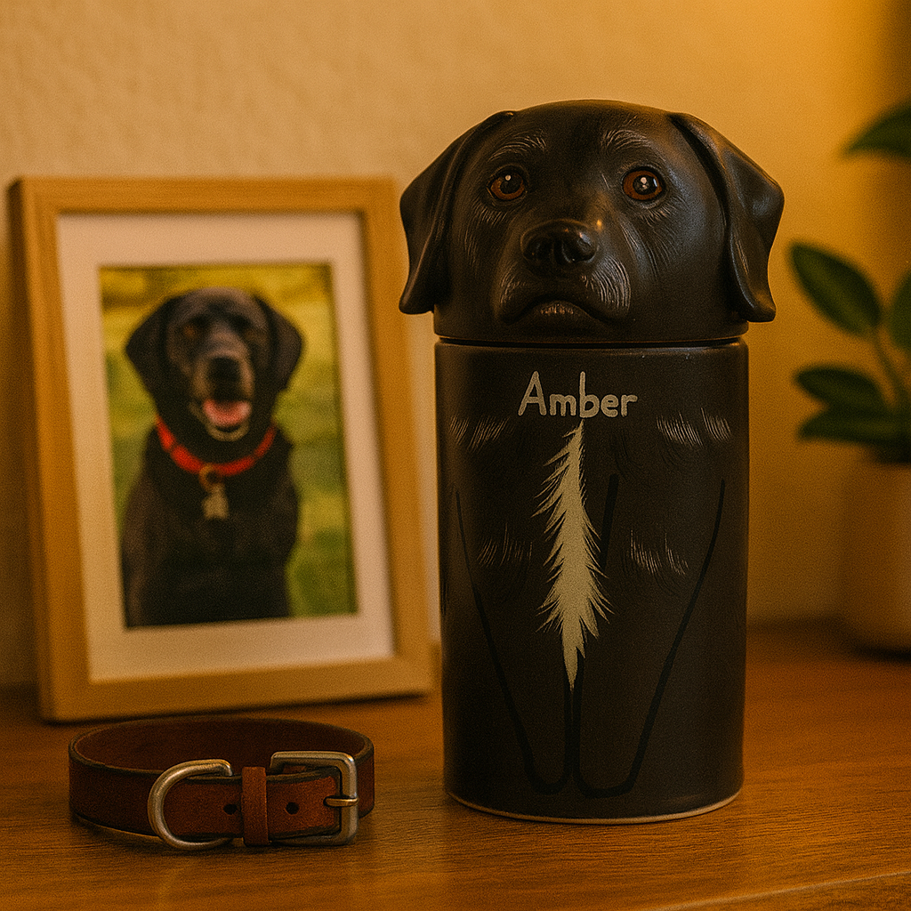 Personalized Dog Keepsake Urn Hand-Painted Ceramic Memorial