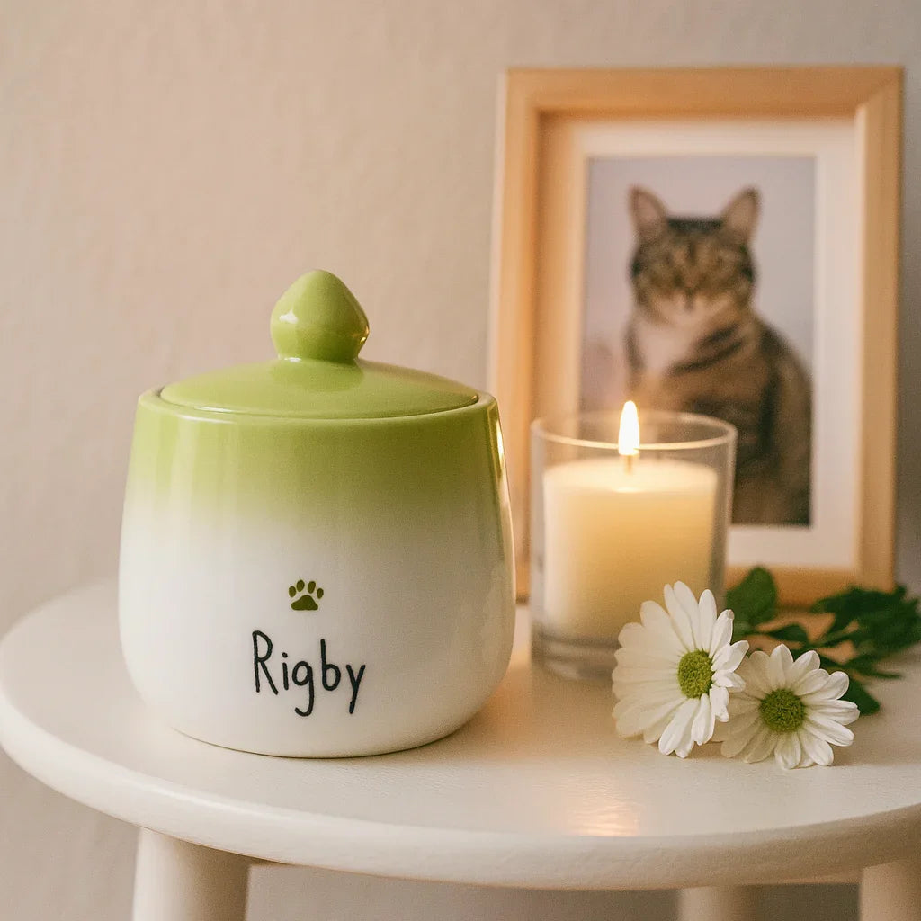 Artisan Hand-Painted Ceramic Pet Remembrance Jar