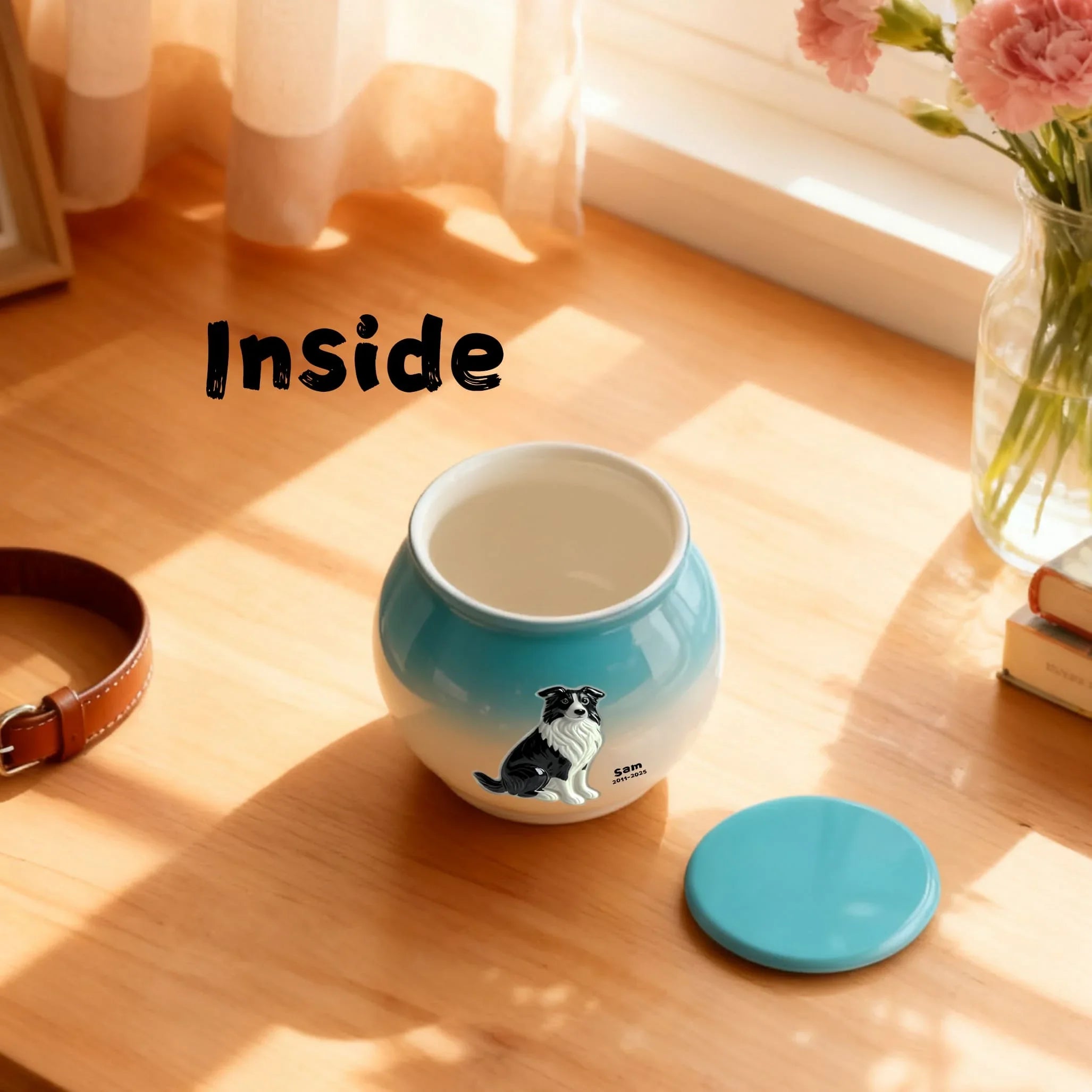 Custom Dog Urn with Engraved Name & Portrait | Gradient Ceramic Memorial for Cats & Dogs