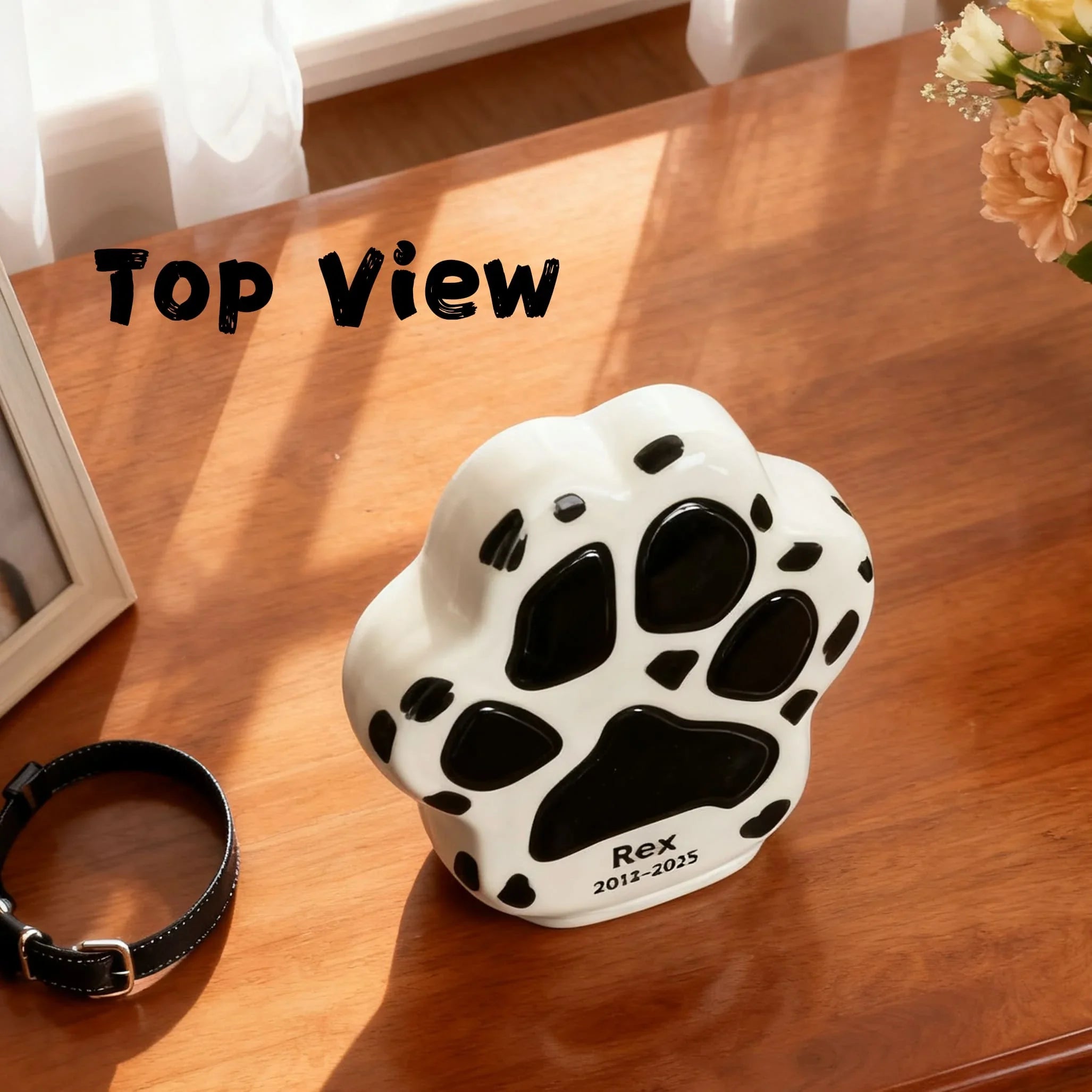 Custom Dog Urn with Personalized Paw Print - Beagle Memorial Jar to Cherish Your Pet’s Memory