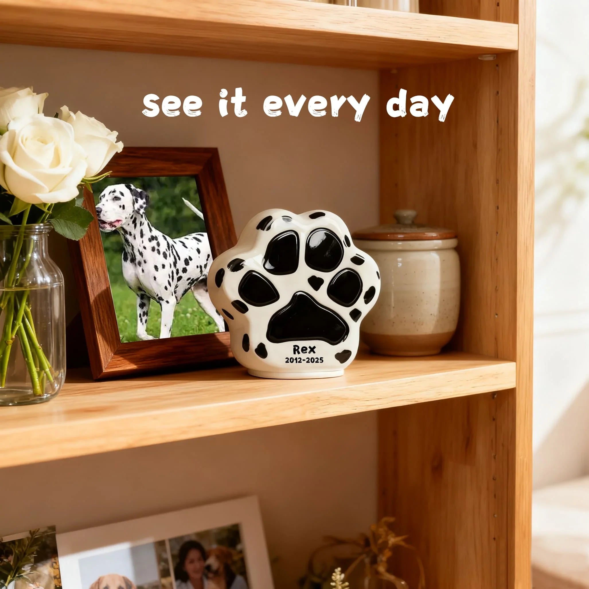 Personalized Pet Urn for Dogs (All Breeds) - Custom Paw Print Ceramic Urn | Tariff-Included Shipping