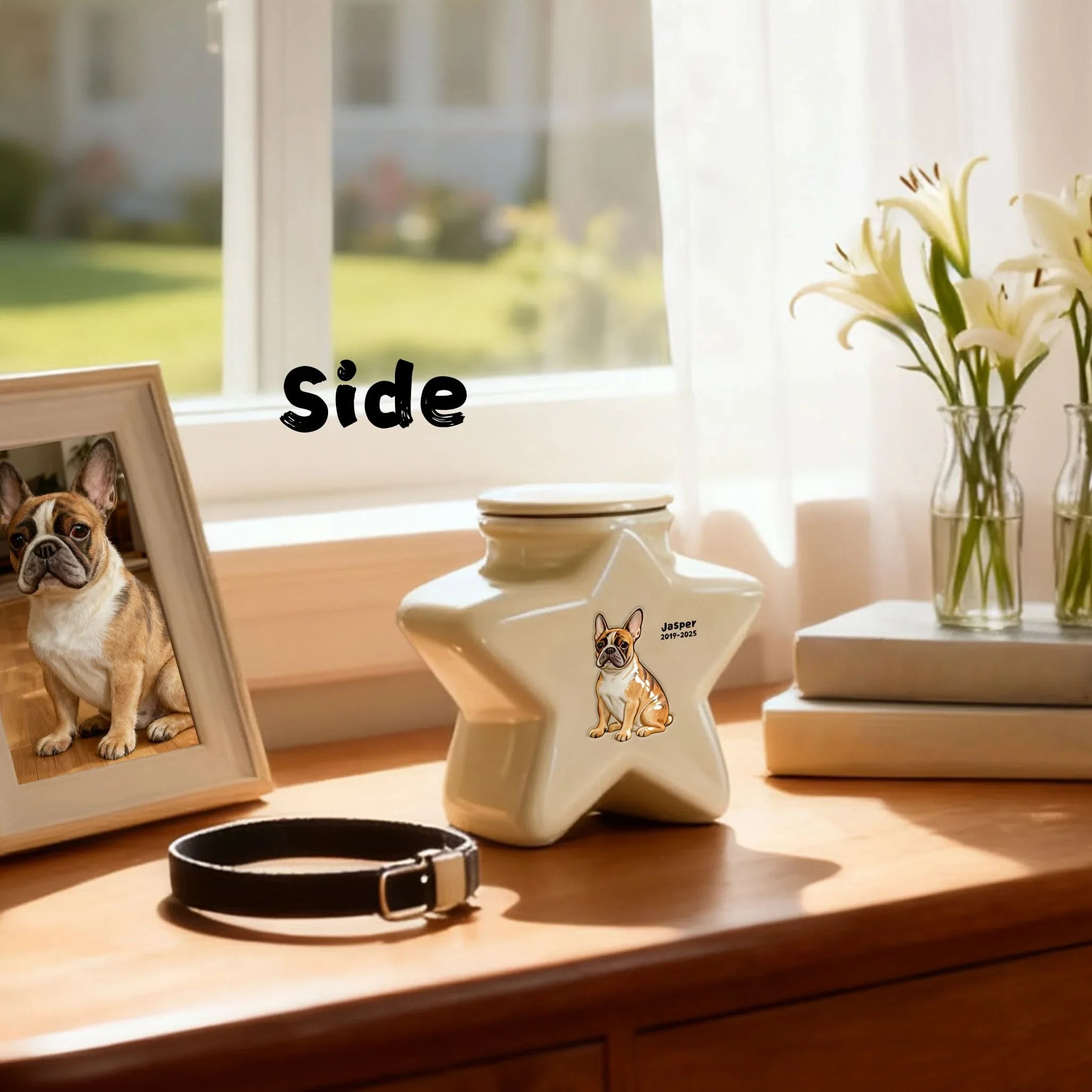 Ceramic Pet Urn - Custom Engraved Star Memorial Ashes Container
