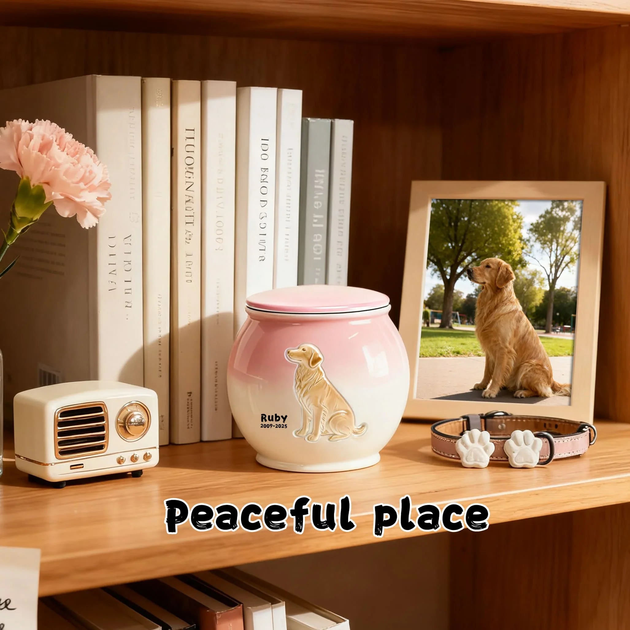 Personalized Pet Urn for Dogs – Custom Ceramic Dog Memorial Urn with Engraved Name & Photo
