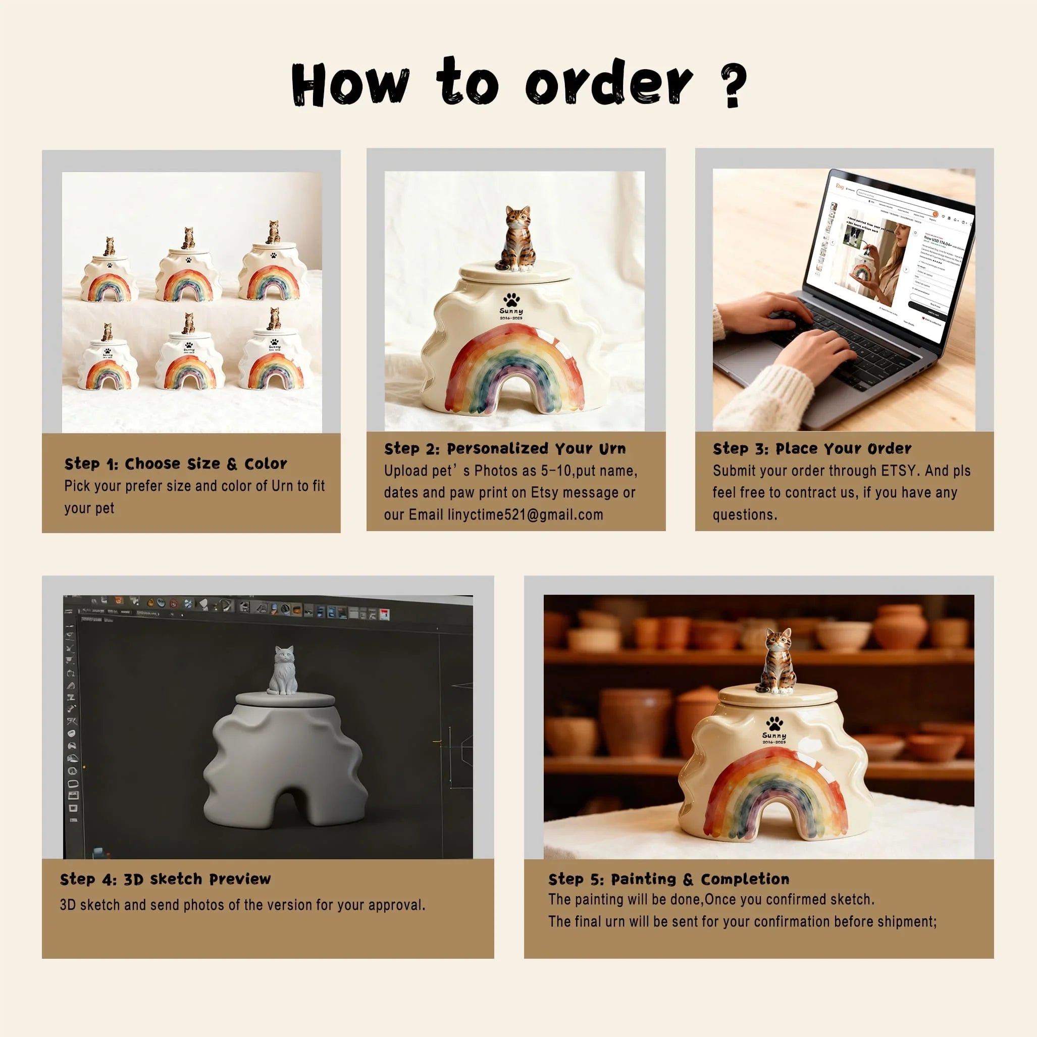 Handmade Pet Memorial Cat Urn – Custom Ceramic Ashes Keepsake for Dogs & Cats