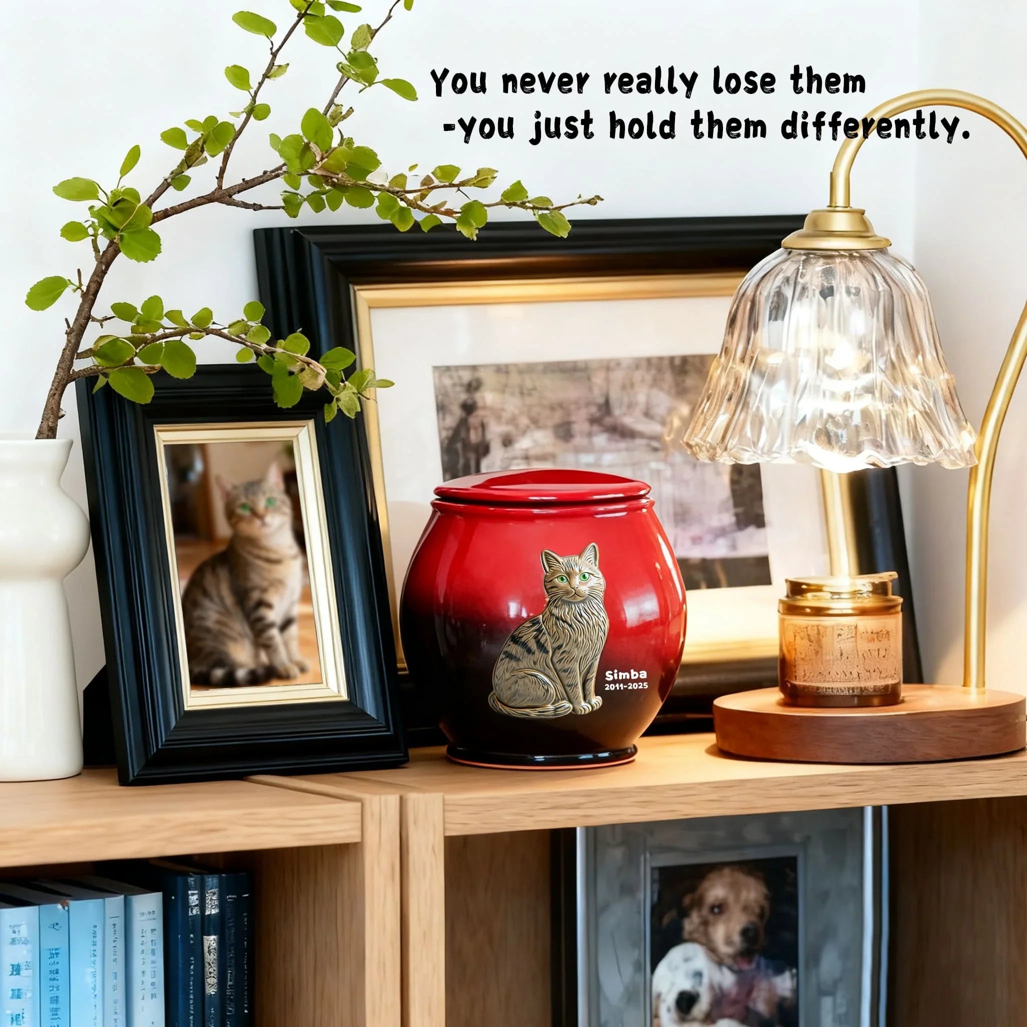 Personalized Cat Urn – Custom Ceramic Cat Memorial Urn for Ashes with Portrait & Name | Handmade Pet Remembrance Gift