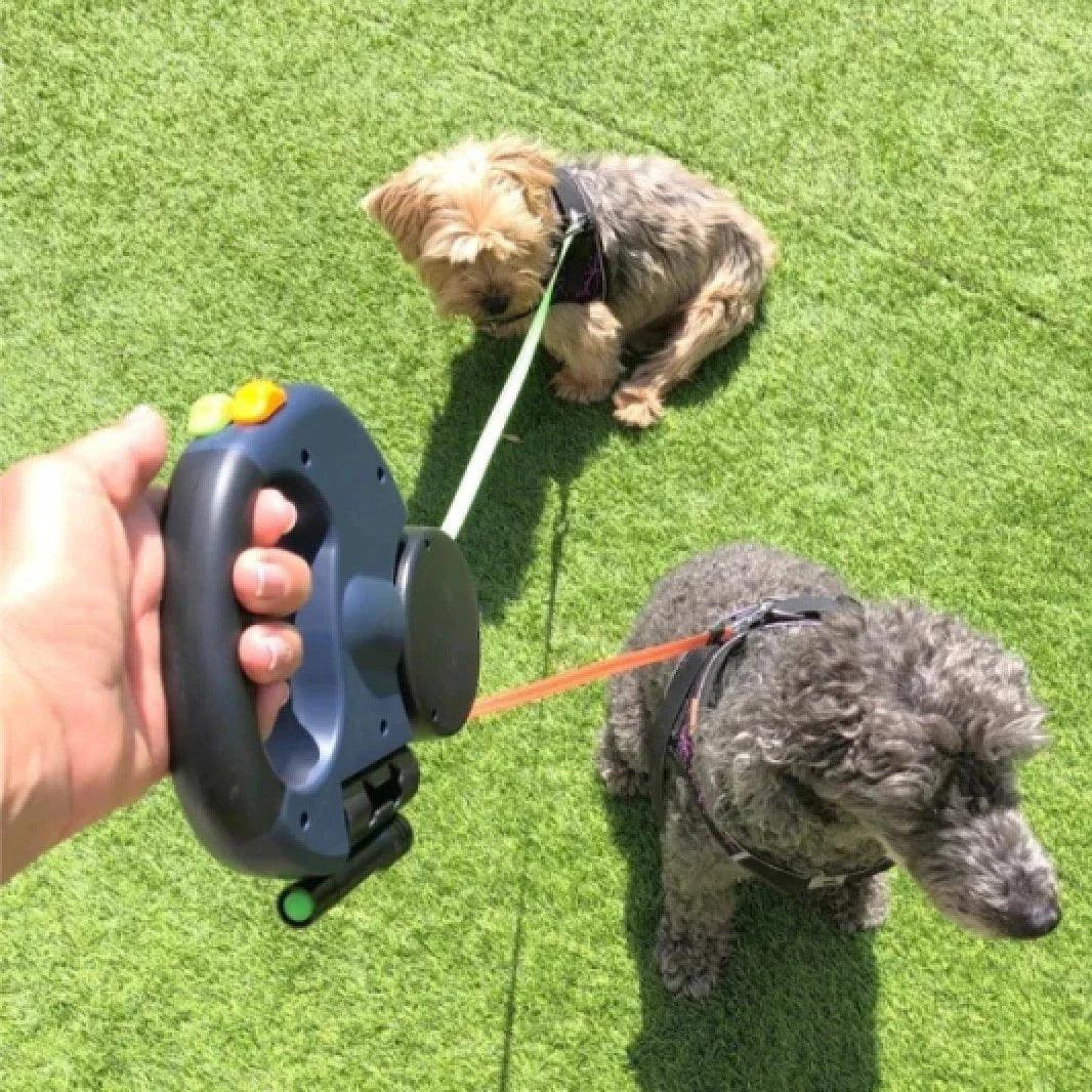 Dog leash, tangle-free leash, 360° rotating leash, one-to-two leash