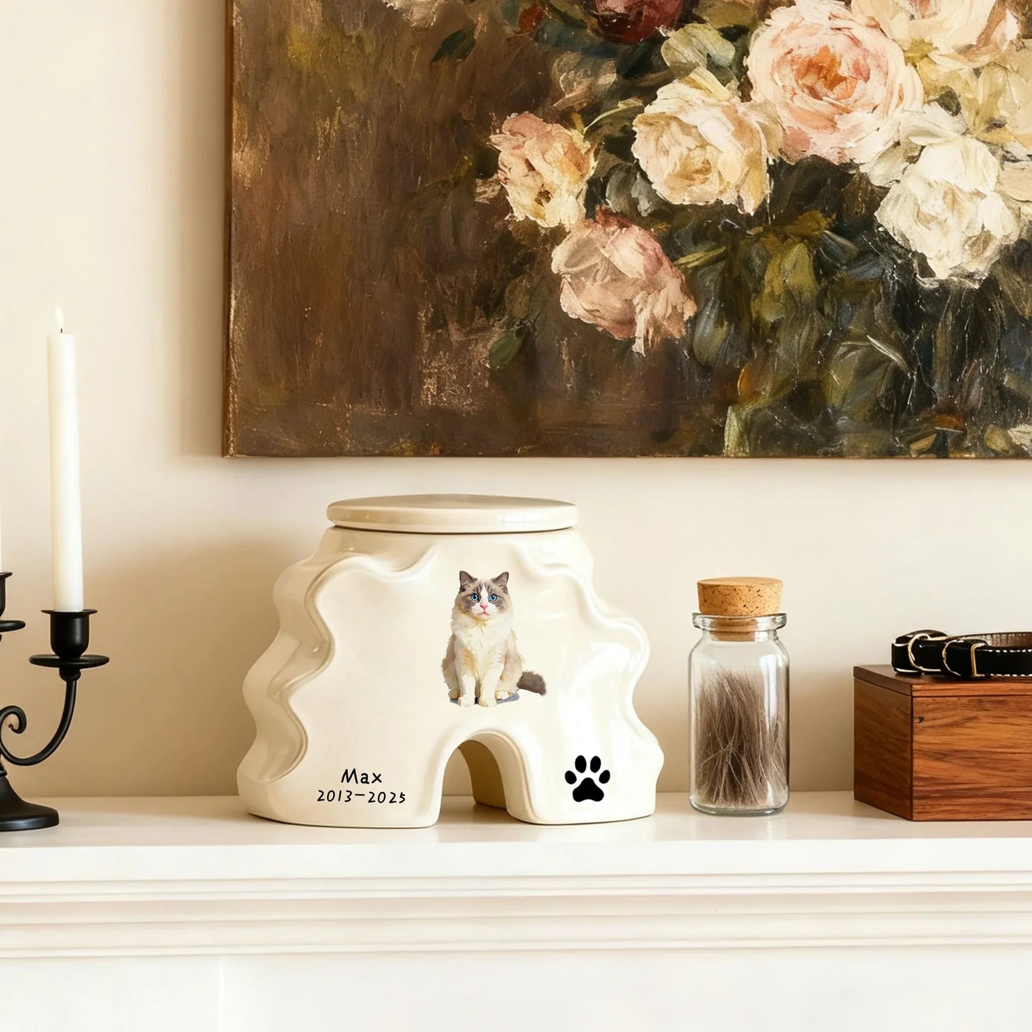 Handmade Pet Memorial Cat Urn – Custom Ceramic Ashes Keepsake for Dogs & Cats