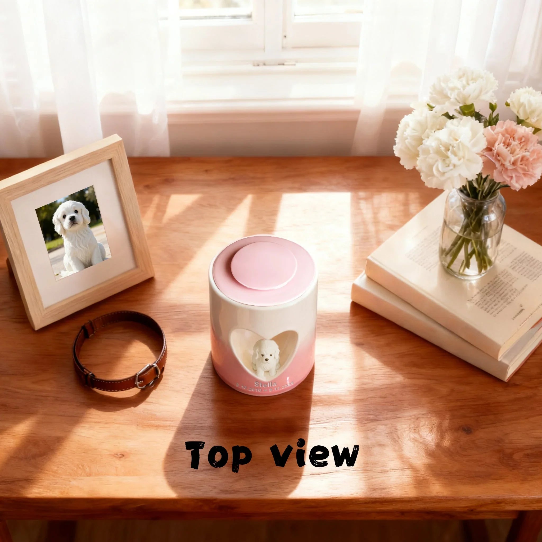 Personalized Dog Urn for Ashes – Custom Dog Urn with Portrait, Name & Date | Handmade Ceramic Dog Memorial Urn, Dog Ashes Keepsake