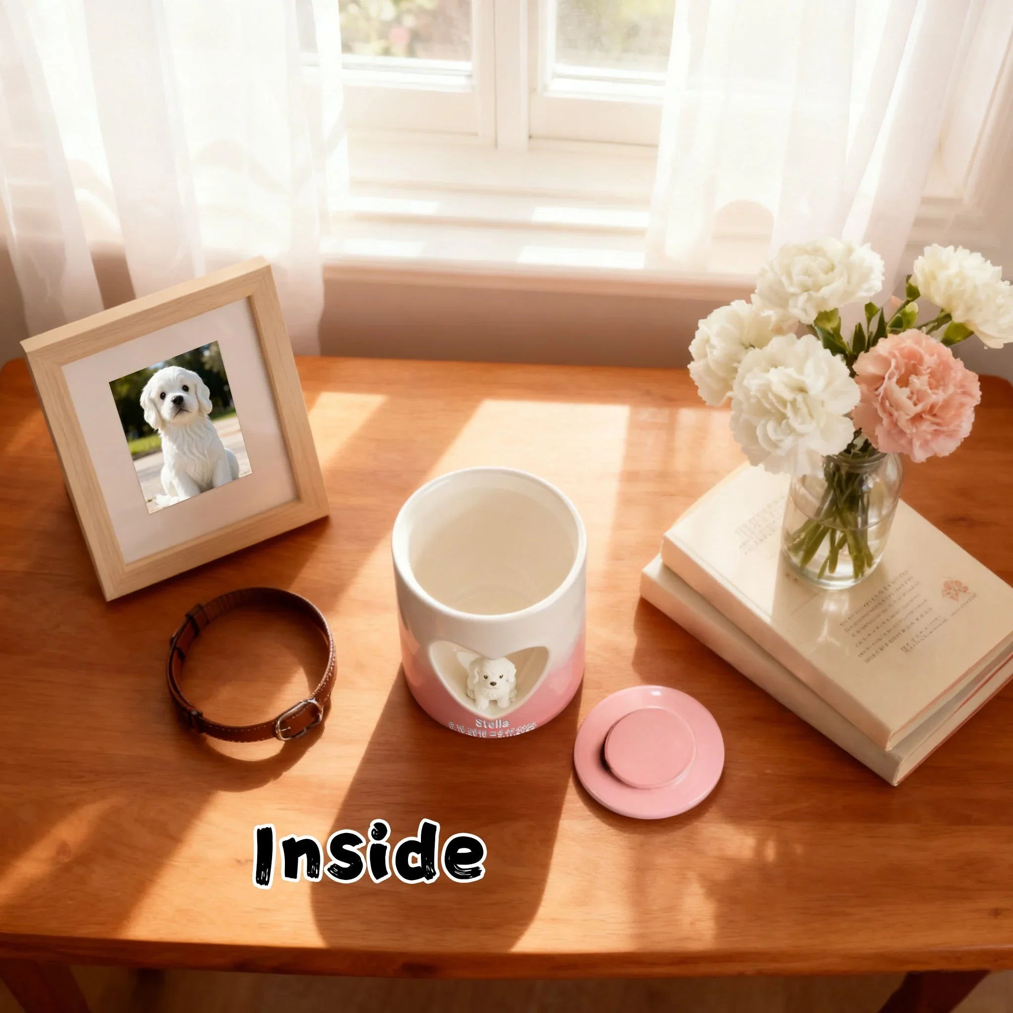 Personalized Dog Urn for Ashes – Custom Dog Urn with Portrait, Name & Date | Handmade Ceramic Dog Memorial Urn, Dog Ashes Keepsake