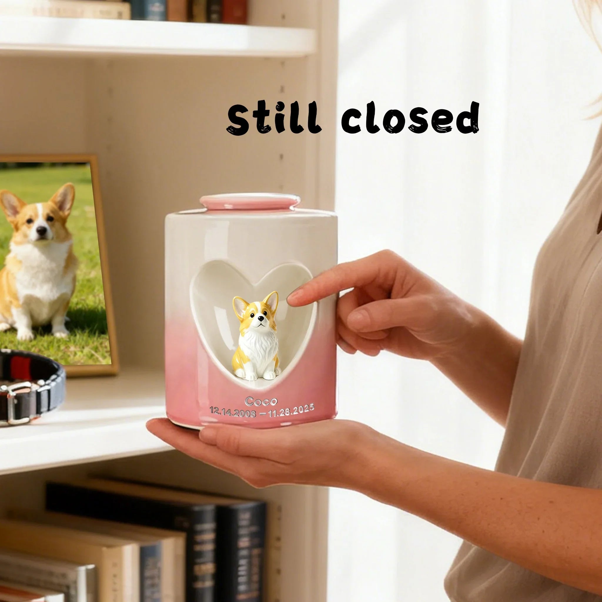 Personalized Dog Urn for Ashes – Custom Dog Urn with Portrait, Name & Date | Handmade Ceramic Dog Memorial Urn, Dog Ashes Keepsake