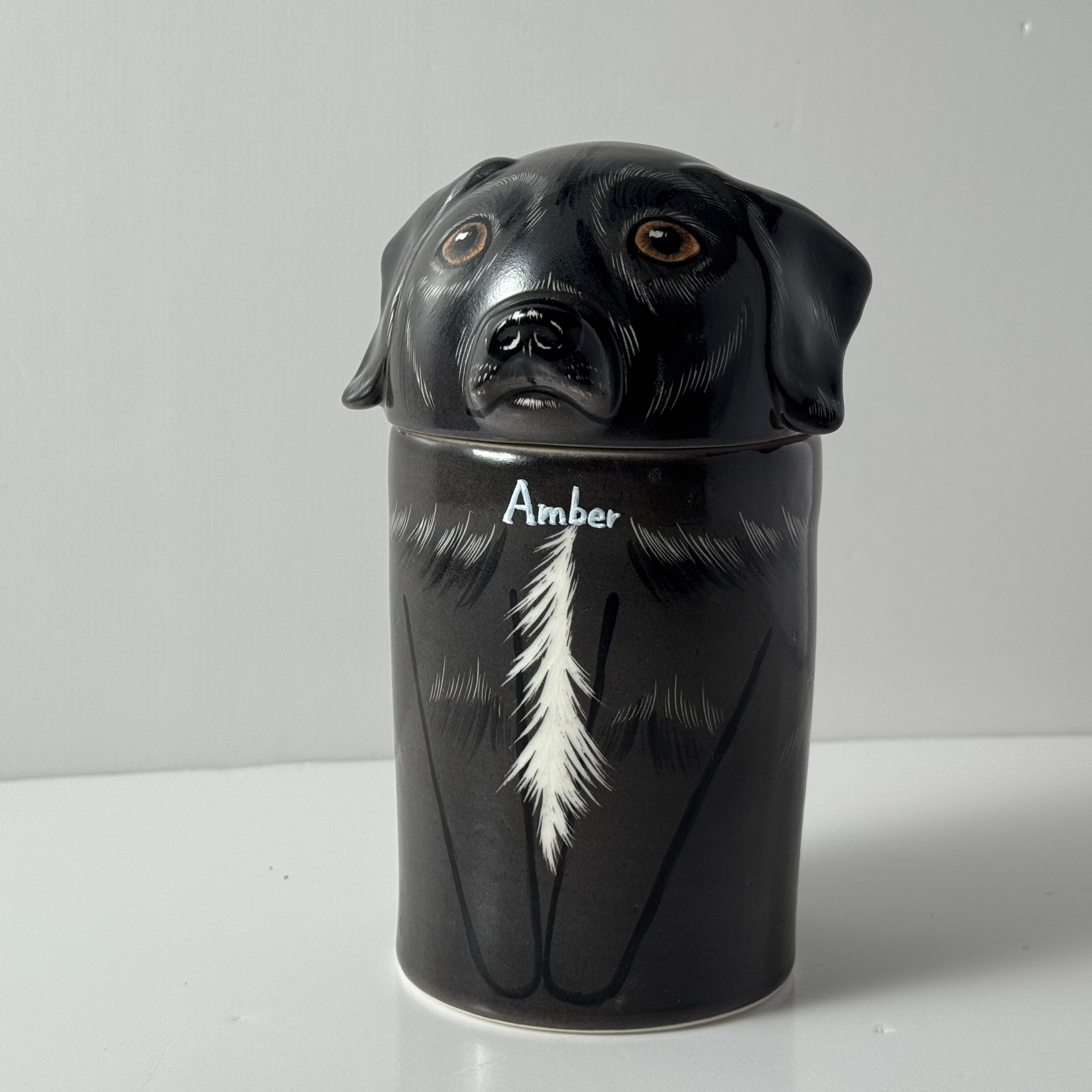 Personalized Dog Keepsake Urn Hand-Painted Ceramic Memorial