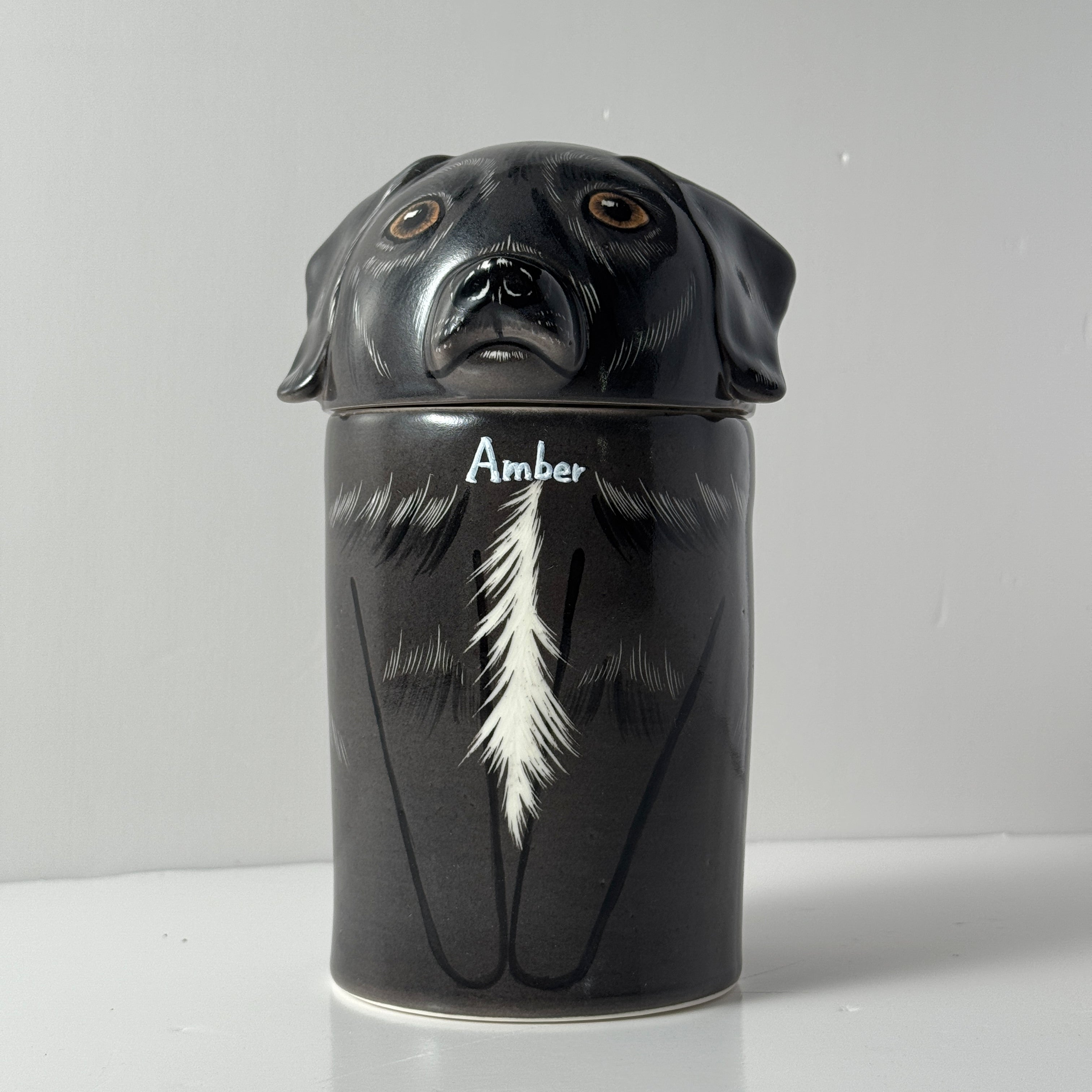 Personalized Dog Keepsake Urn Hand-Painted Ceramic Memorial