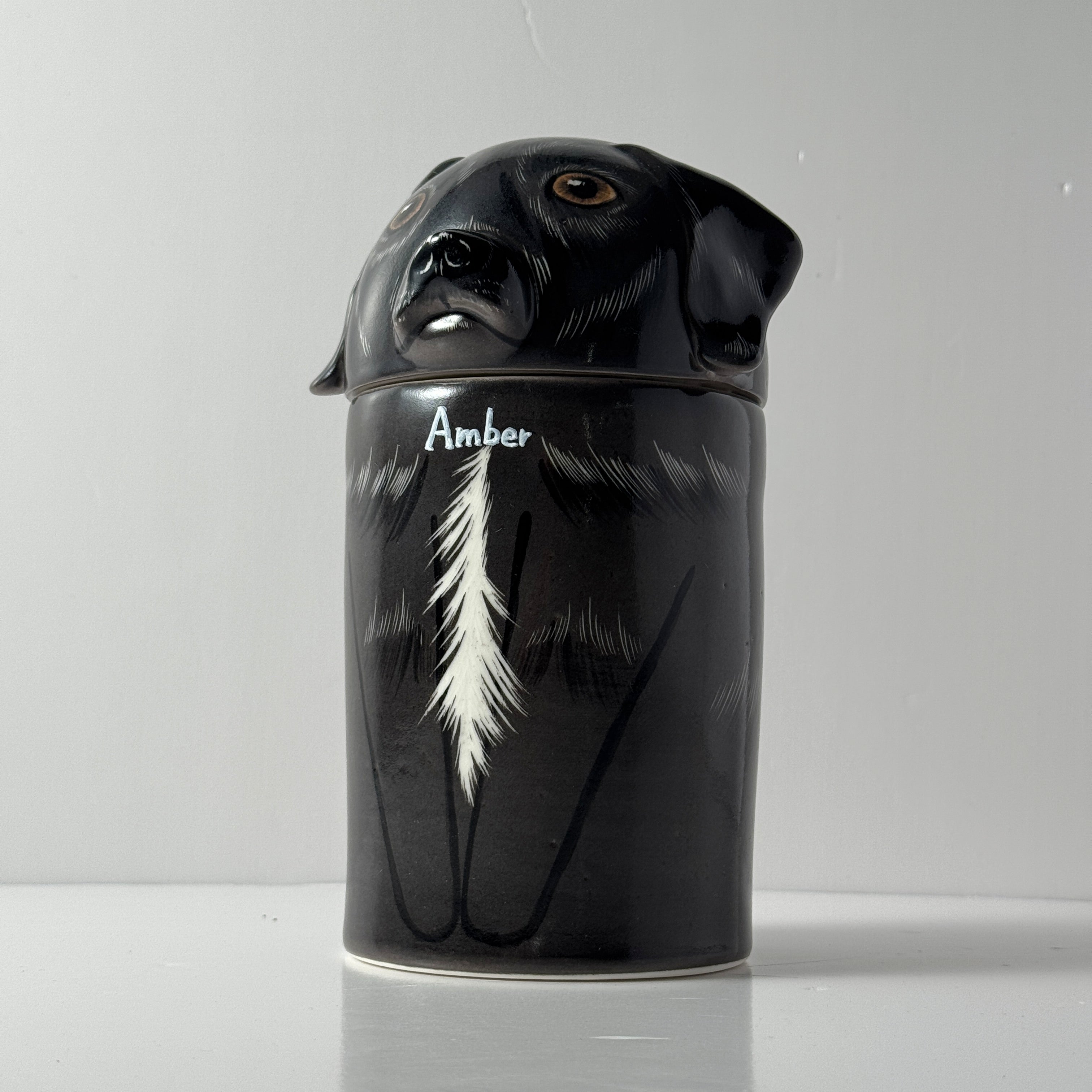 Personalized Dog Keepsake Urn Hand-Painted Ceramic Memorial