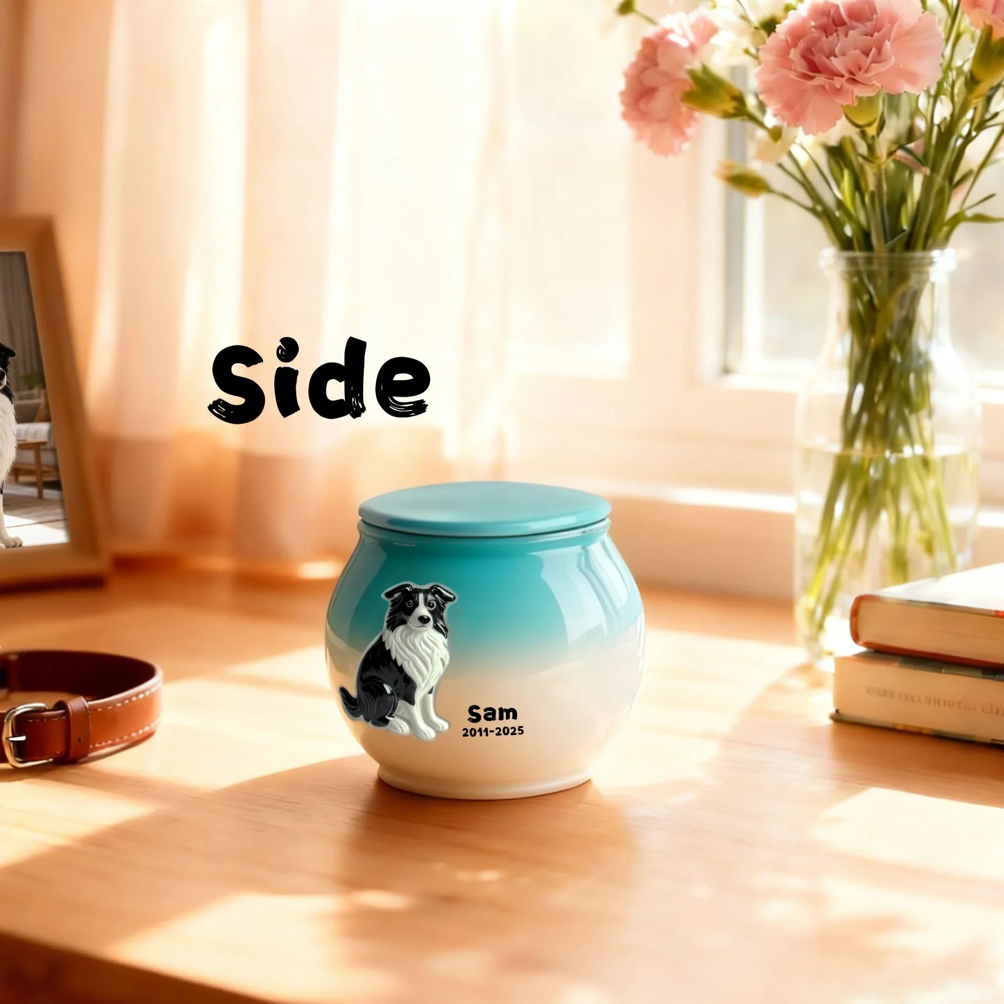 Personalized Pet Urn for Dogs – Custom Ceramic Dog Memorial Urn with Engraved Name & Photo