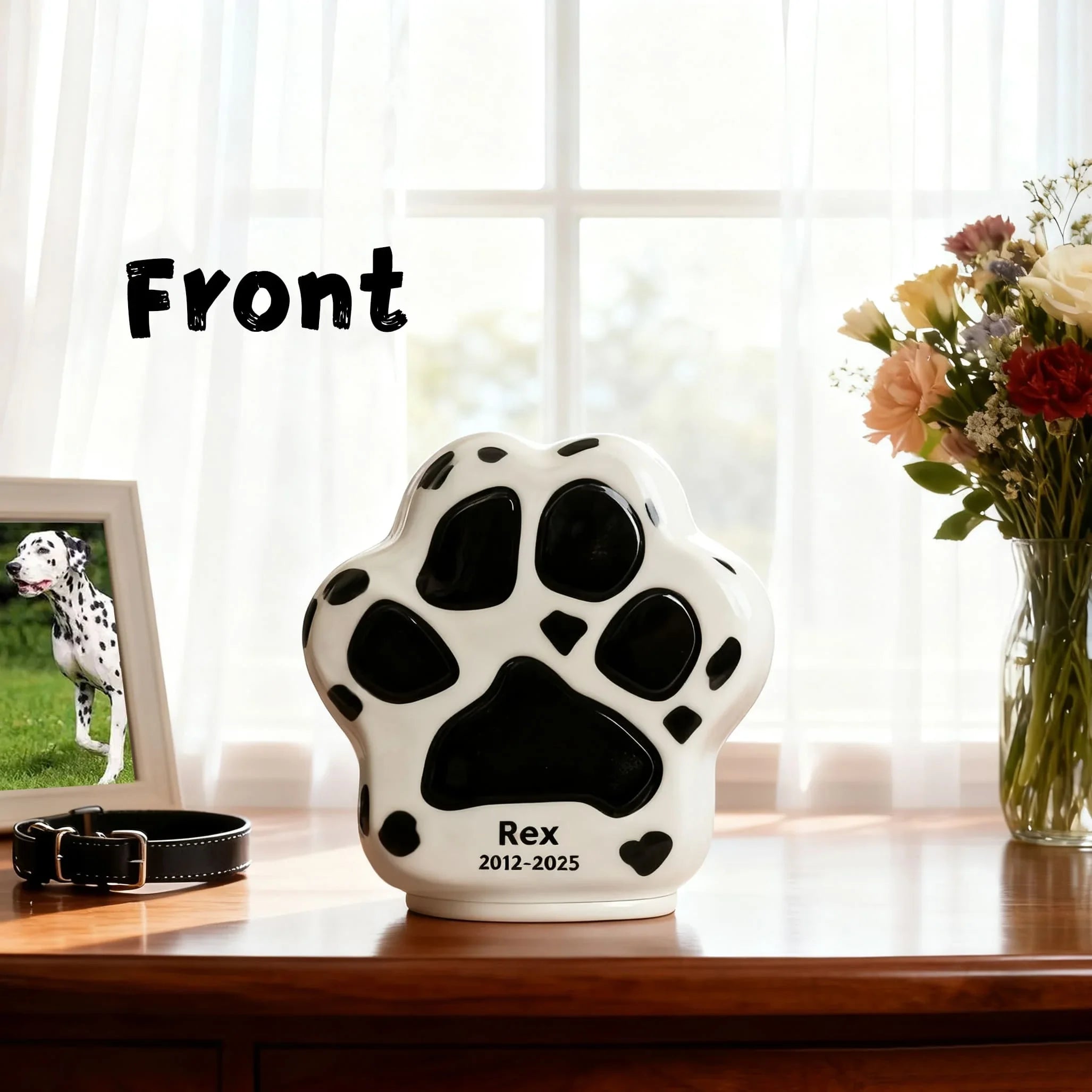 Personalized Pet Urn for Dogs (All Breeds) - Custom Paw Print Ceramic Urn | Tariff-Included Shipping