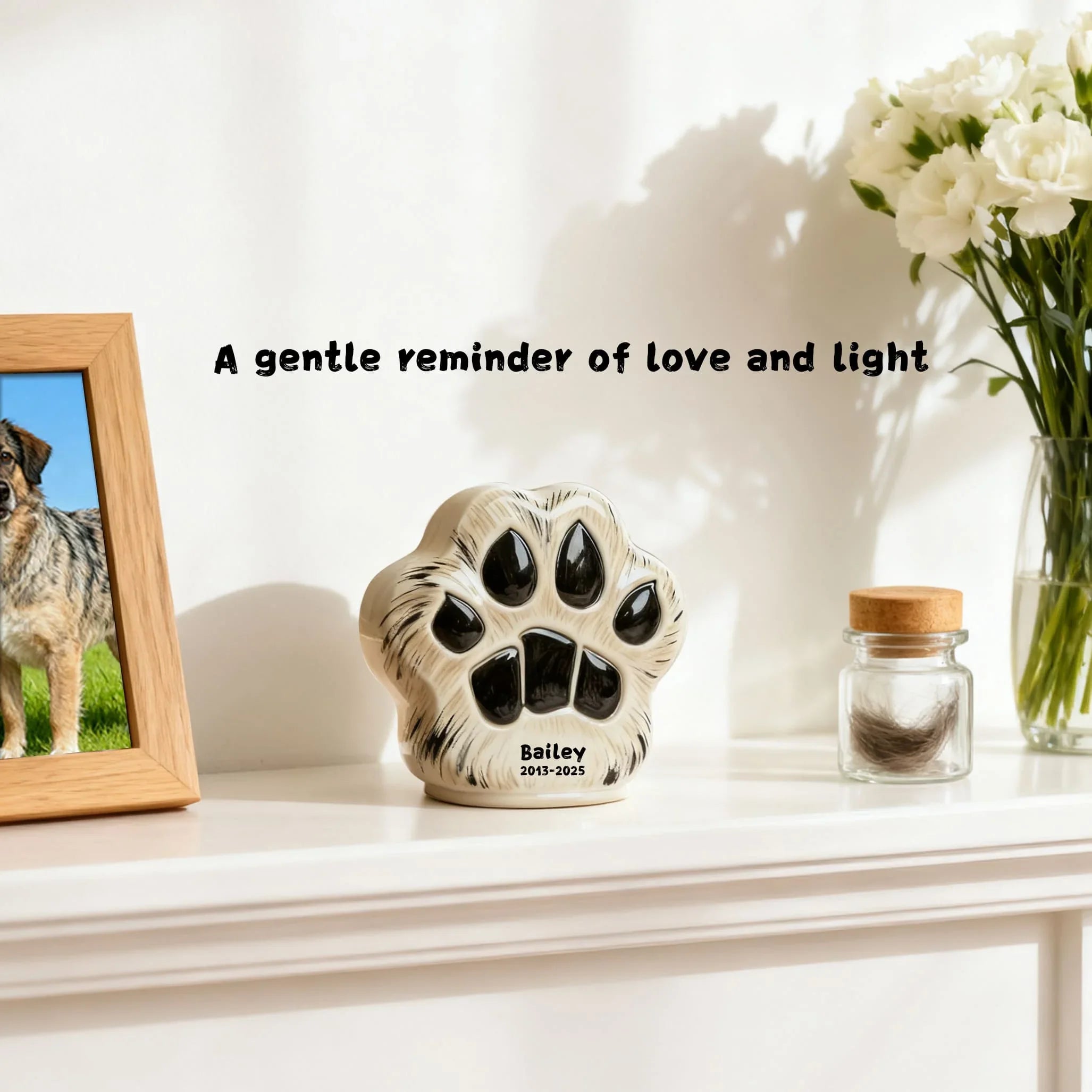 Custom Dog Urn with Personalized Paw Print - Beagle Memorial Jar to Cherish Your Pet’s Memory