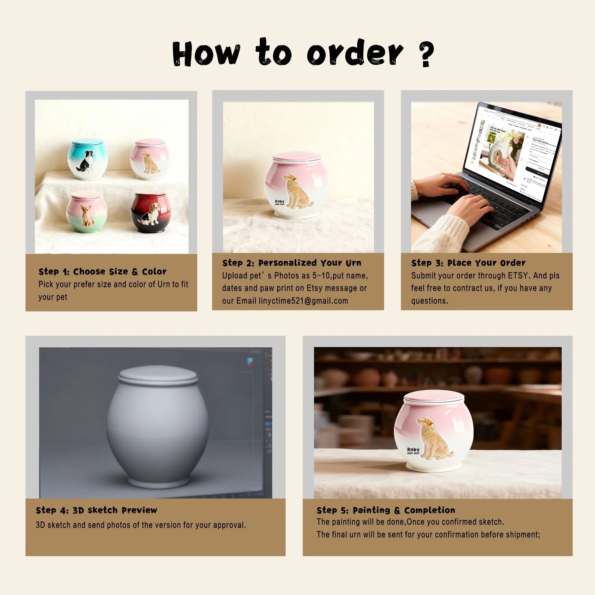 Personalized Pet Urn for Dogs – Custom Ceramic Dog Memorial Urn with Engraved Name & Photo