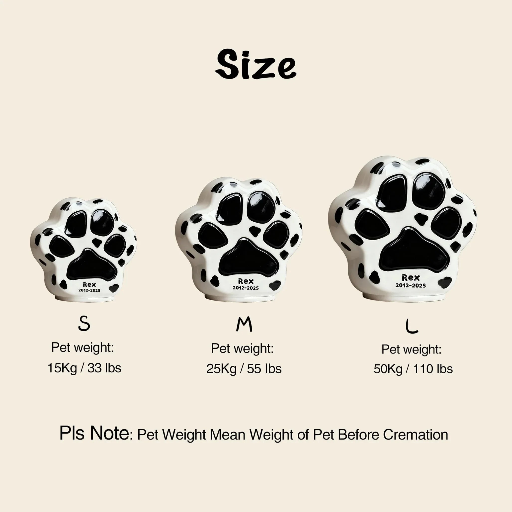 Personalized Pet Urn for Dogs (All Breeds) - Custom Paw Print Ceramic Urn | Tariff-Included Shipping