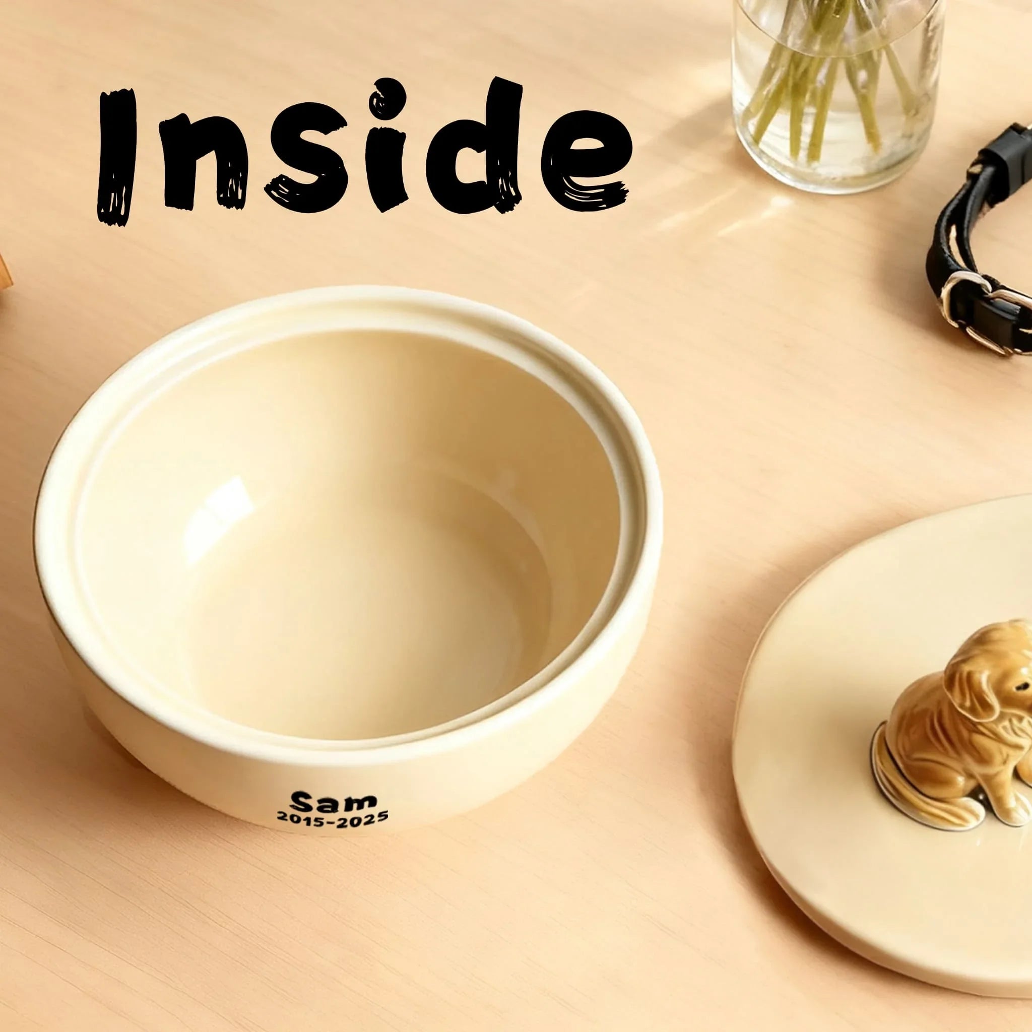 Personalized Dog Memorial Urn | Custom Ceramic Ashes Urn with Portrait, Name & Dates