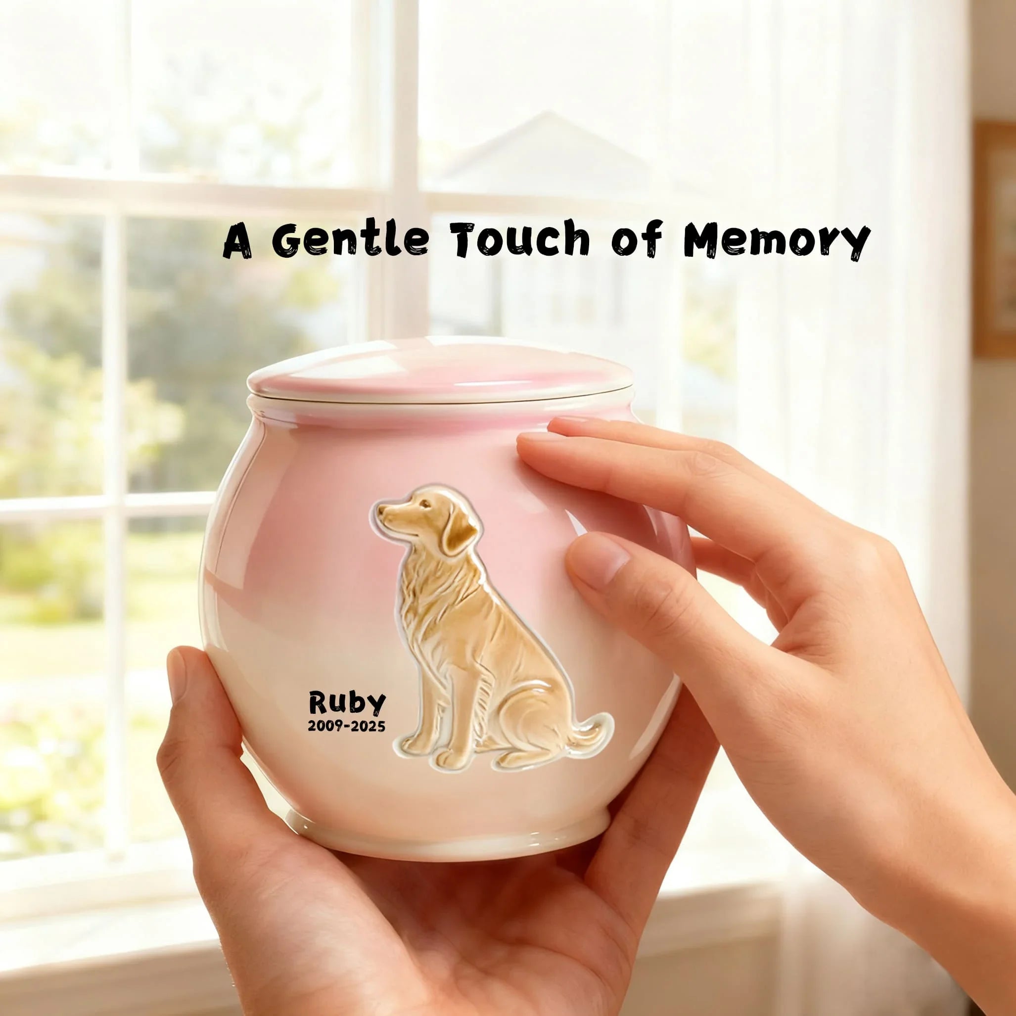 Personalized Pet Urn for Dogs – Custom Ceramic Dog Memorial Urn with Engraved Name & Photo