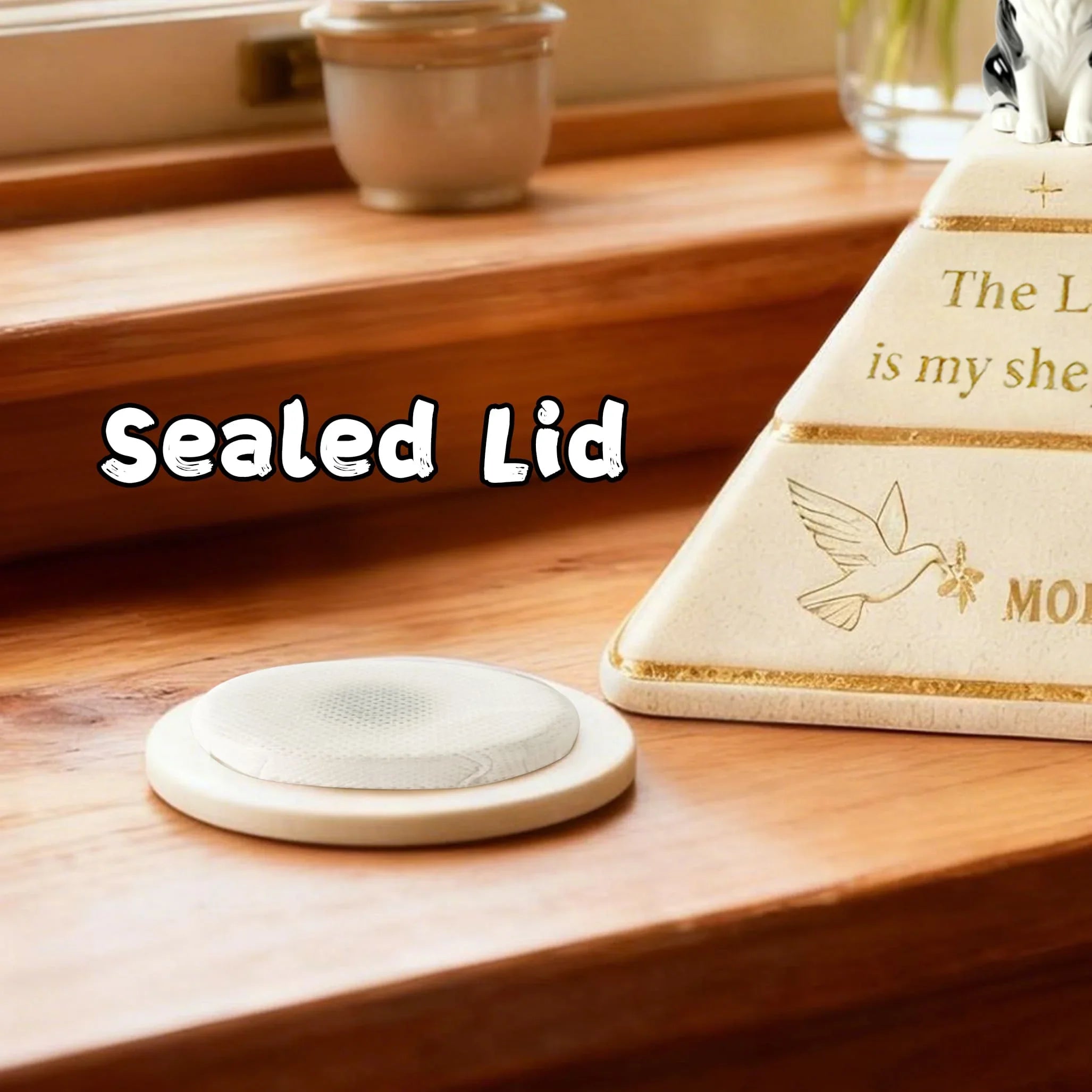 Custom Pyramid Pet Urn for Ashes – Hand-Painted Dog Figurine | “The Lord Is My Shepherd” Memorial