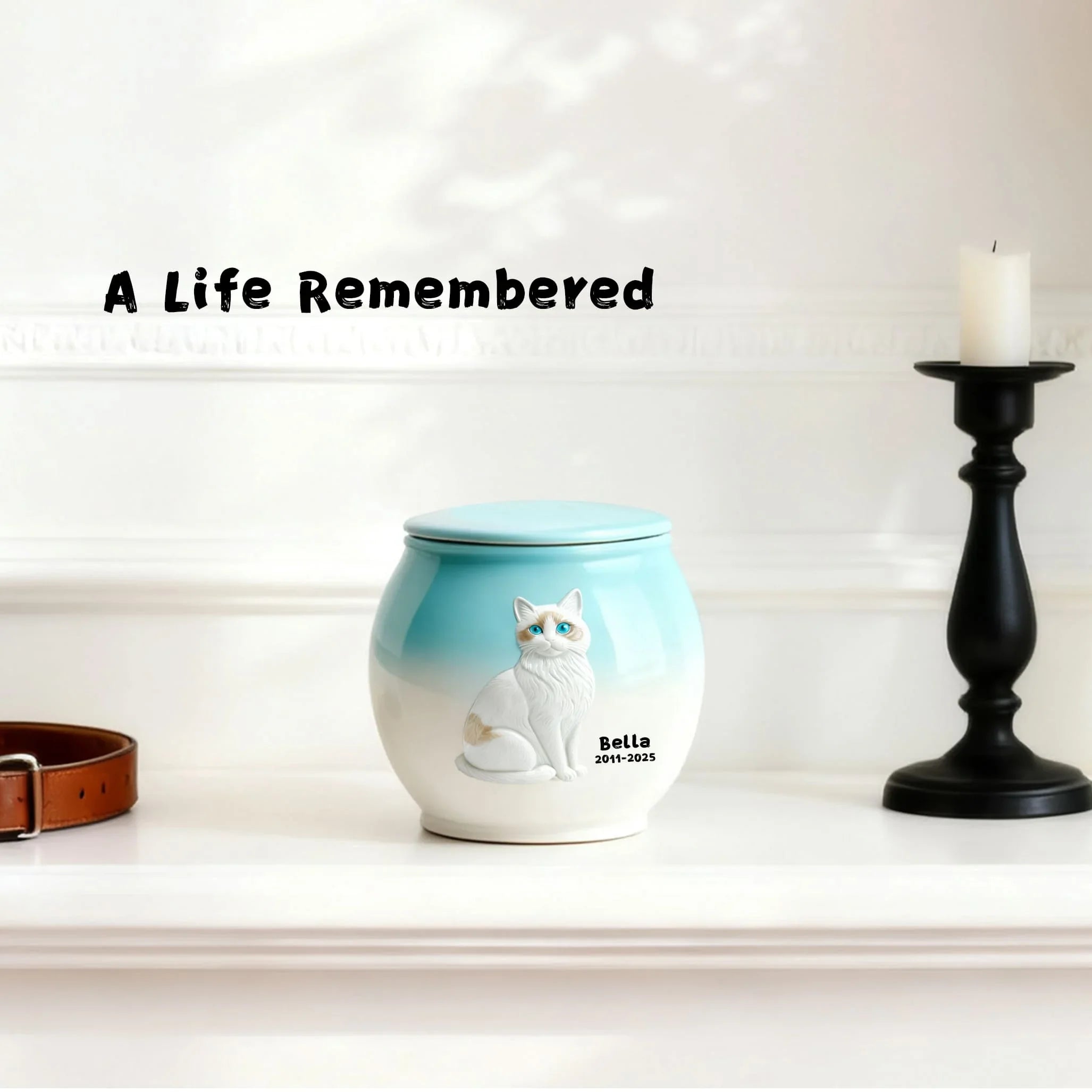 Small Cat-Shaped Ceramic Urn, 55lbs Pet Urns for Cat Ashes,Cat Urns for Ashes Animal Urns for Ashe Pet Cremation Urn