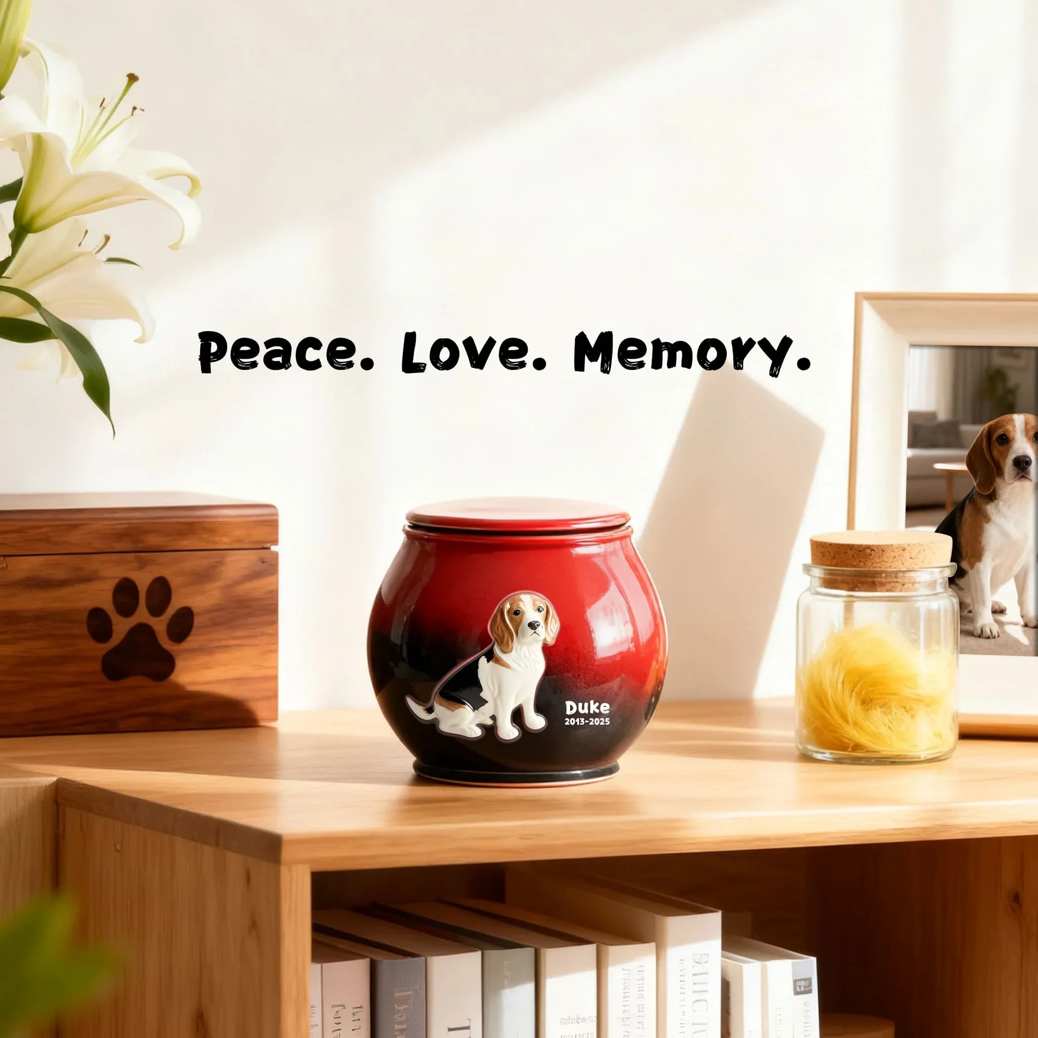 Personalized Pet Urn for Dogs – Custom Ceramic Dog Memorial Urn with Engraved Name & Photo