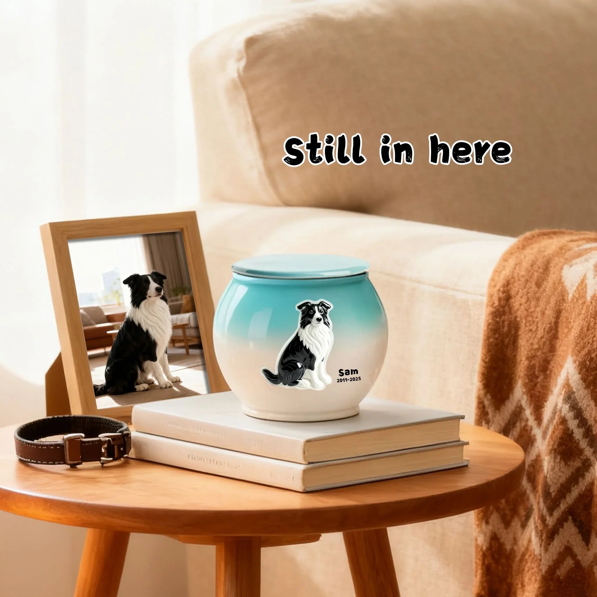 Personalized Pet Urn for Dogs – Custom Ceramic Dog Memorial Urn with Engraved Name & Photo