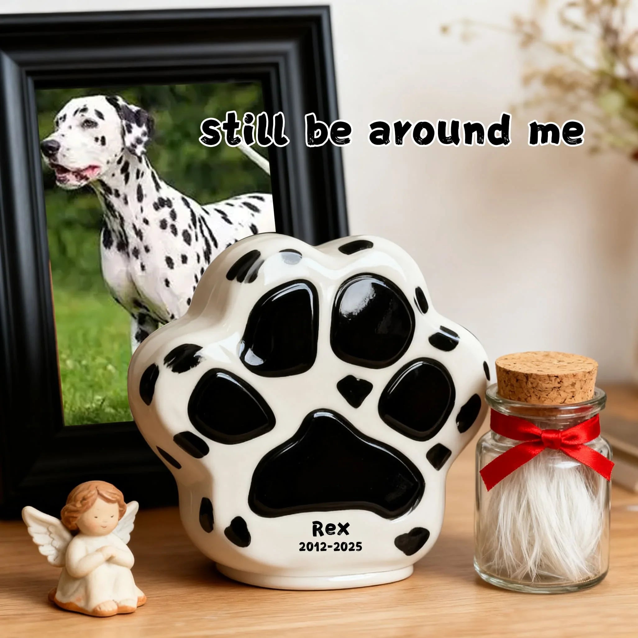 Personalized Pet Urn for Dogs (All Breeds) - Custom Paw Print Ceramic Urn | Tariff-Included Shipping