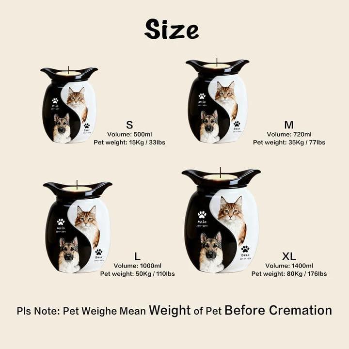 Personalized Pet Urn for Two Dogs or Cats | Dual Ashes Holder with Candle