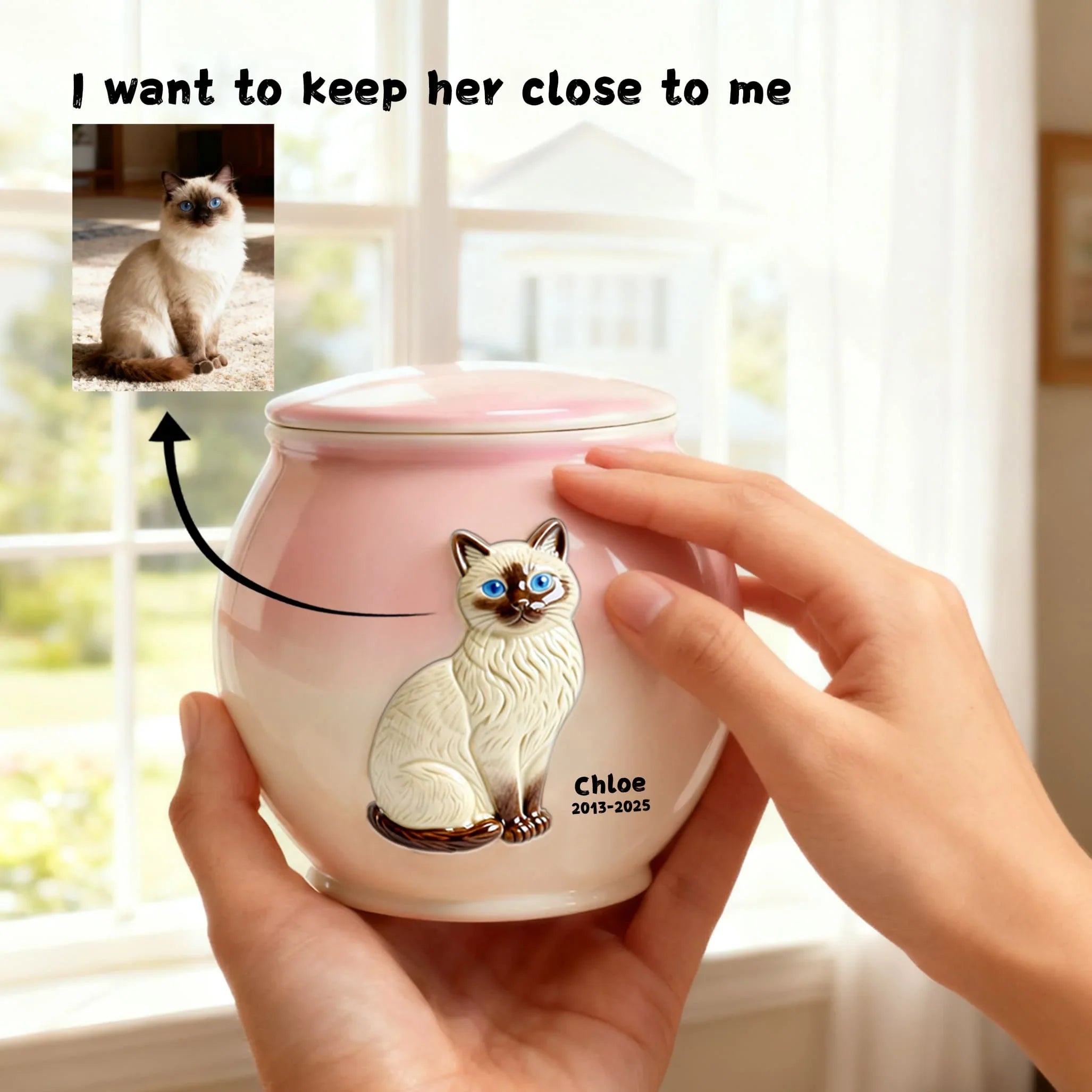 Small Cat-Shaped Ceramic Urn, 55lbs Pet Urns for Cat Ashes,Cat Urns for Ashes Animal Urns for Ashe Pet Cremation Urn