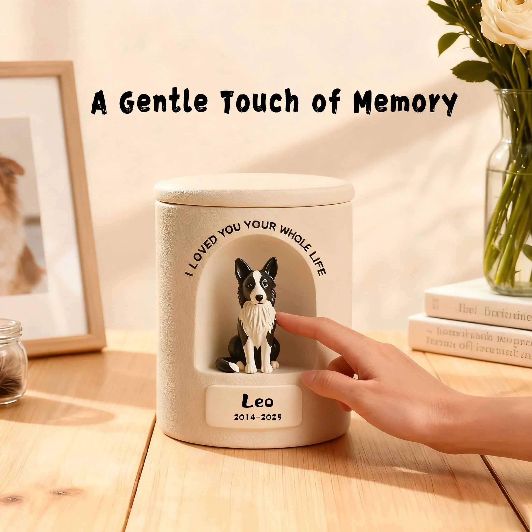 Personalized Dog Urn – Once-in-a-Lifetime Luxury Ceramic Dog & Cat Ashes Urn, Fine Art Hand-Painted Memorial Gift