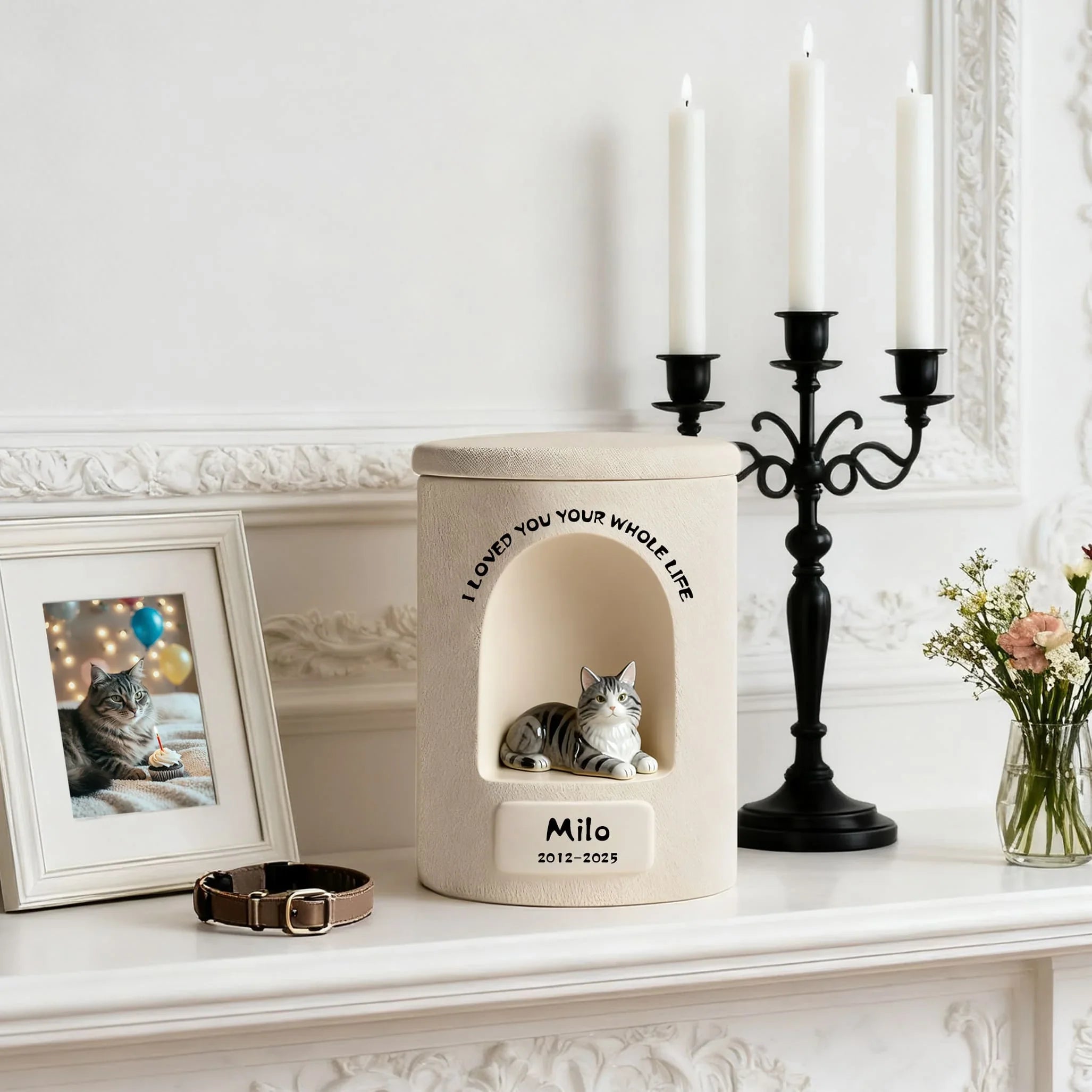 Luxury Ceramic Personalized Dog Urn - Hand-Painted Fine Art Cat & Dog Ashes Keepsakes, Made to Order