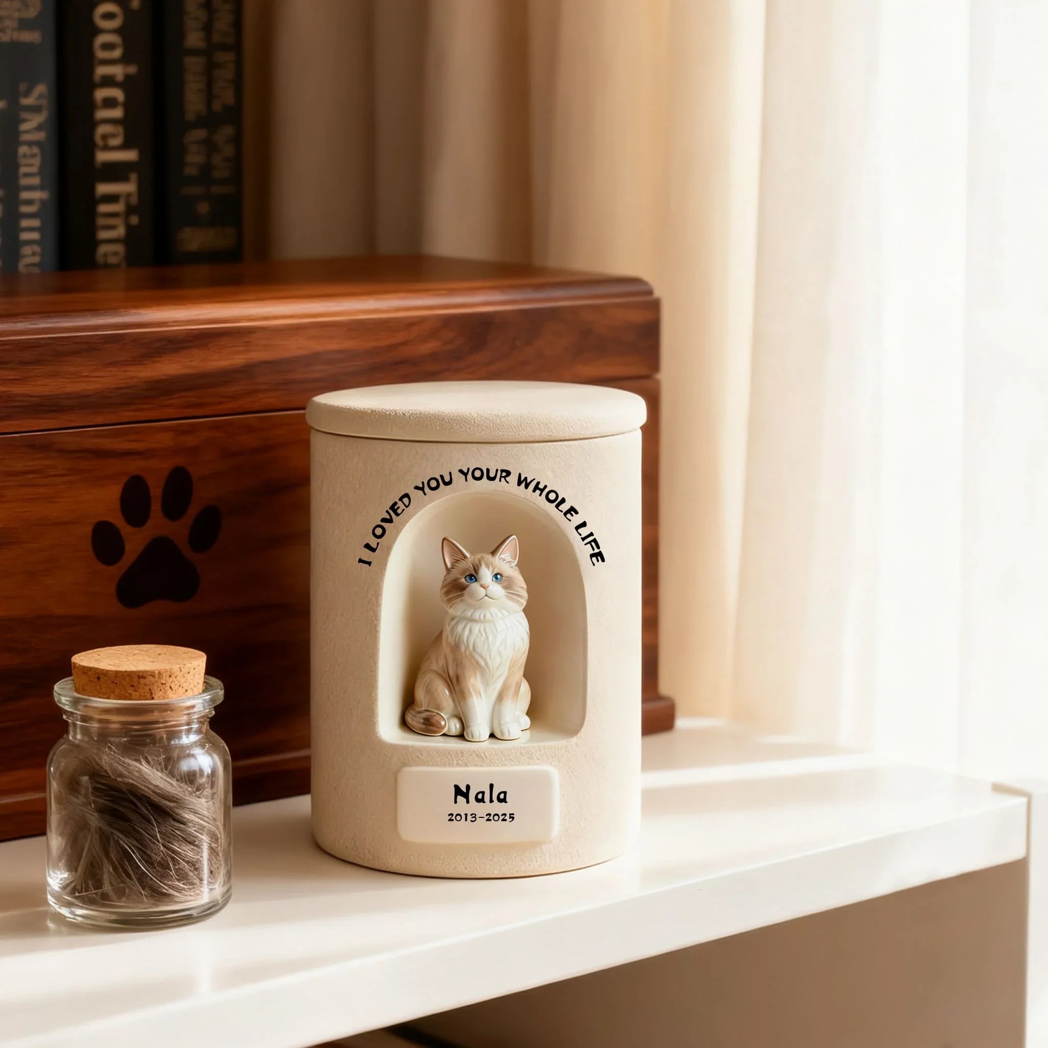 Luxury Ceramic Personalized Dog Urn - Hand-Painted Fine Art Cat & Dog Ashes Keepsakes, Made to Order