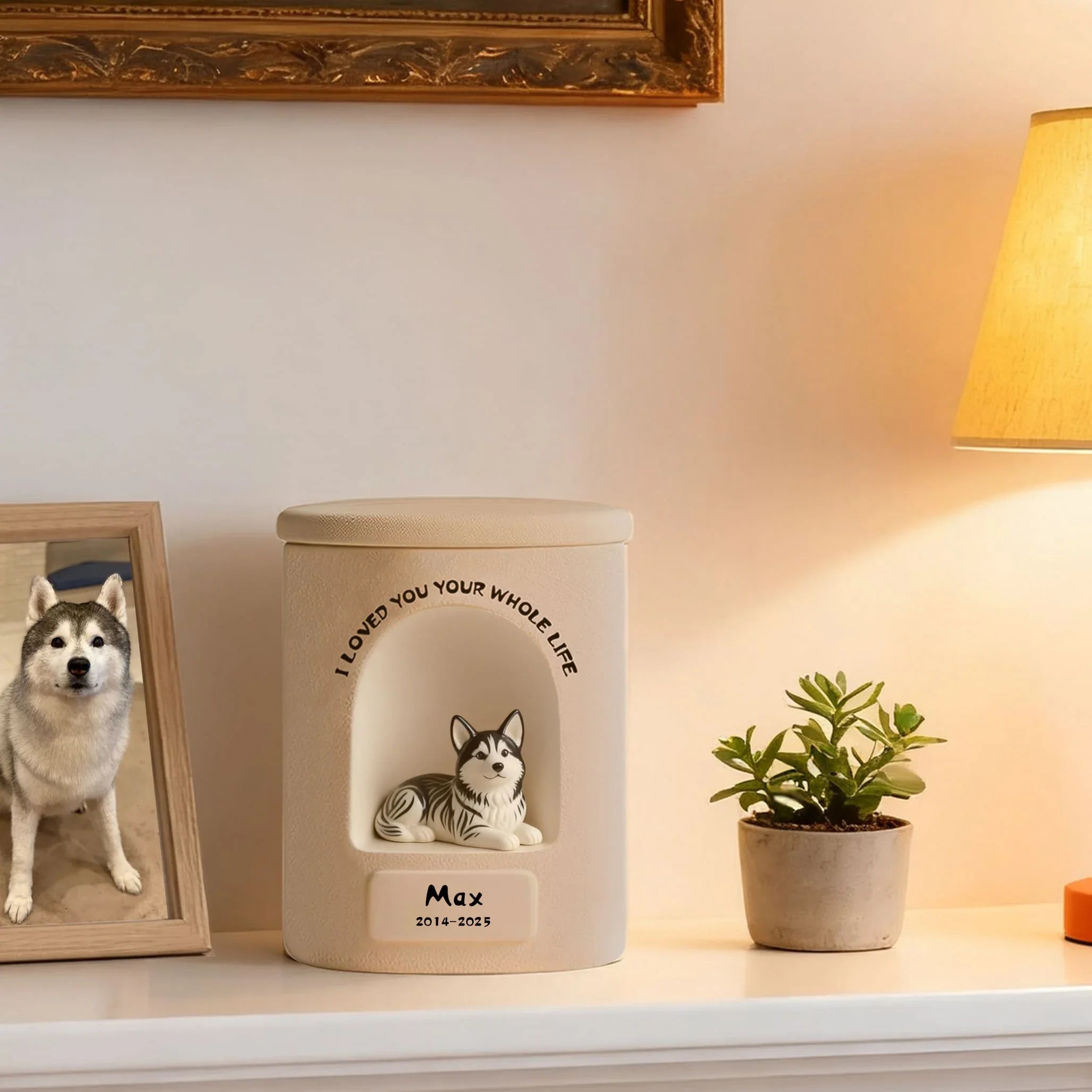 Luxury Ceramic Personalized Dog Urn - Hand-Painted Fine Art Cat & Dog Ashes Keepsakes, Made to Order