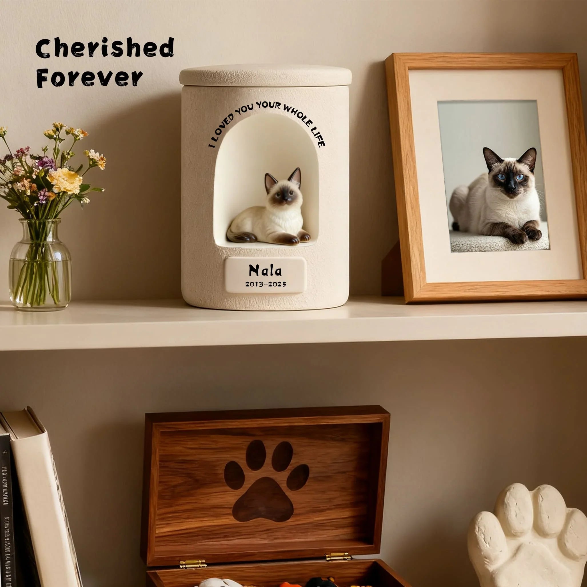 Luxury Ceramic Personalized Dog Urn - Hand-Painted Fine Art Cat & Dog Ashes Keepsakes, Made to Order