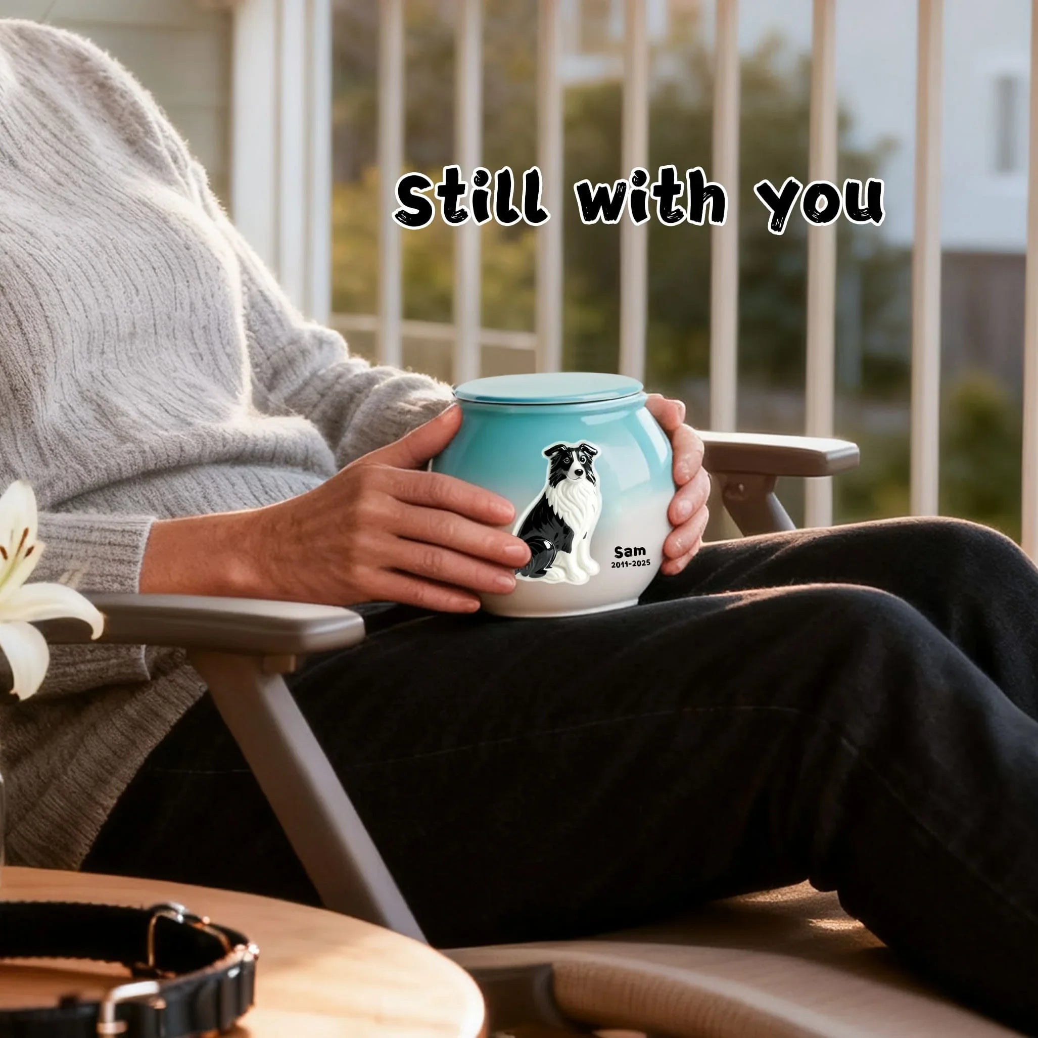 Personalized Pet Urn for Dogs – Custom Ceramic Dog Memorial Urn with Engraved Name & Photo