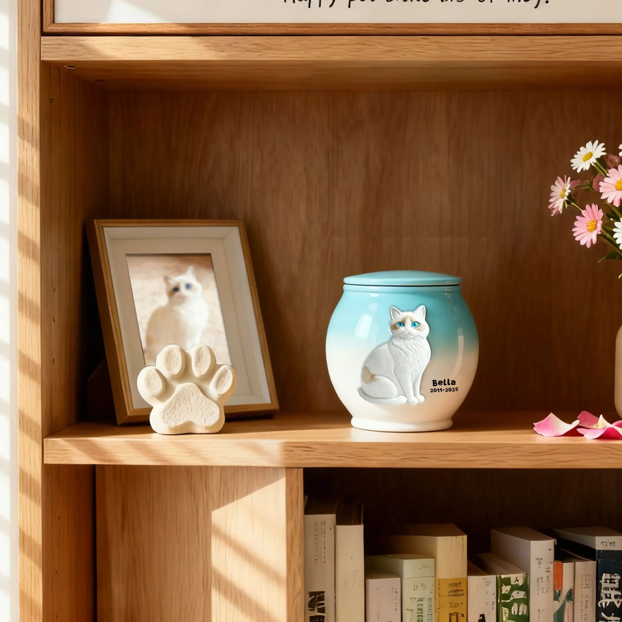 Small Cat-Shaped Ceramic Urn, 55lbs Pet Urns for Cat Ashes,Cat Urns for Ashes Animal Urns for Ashe Pet Cremation Urn