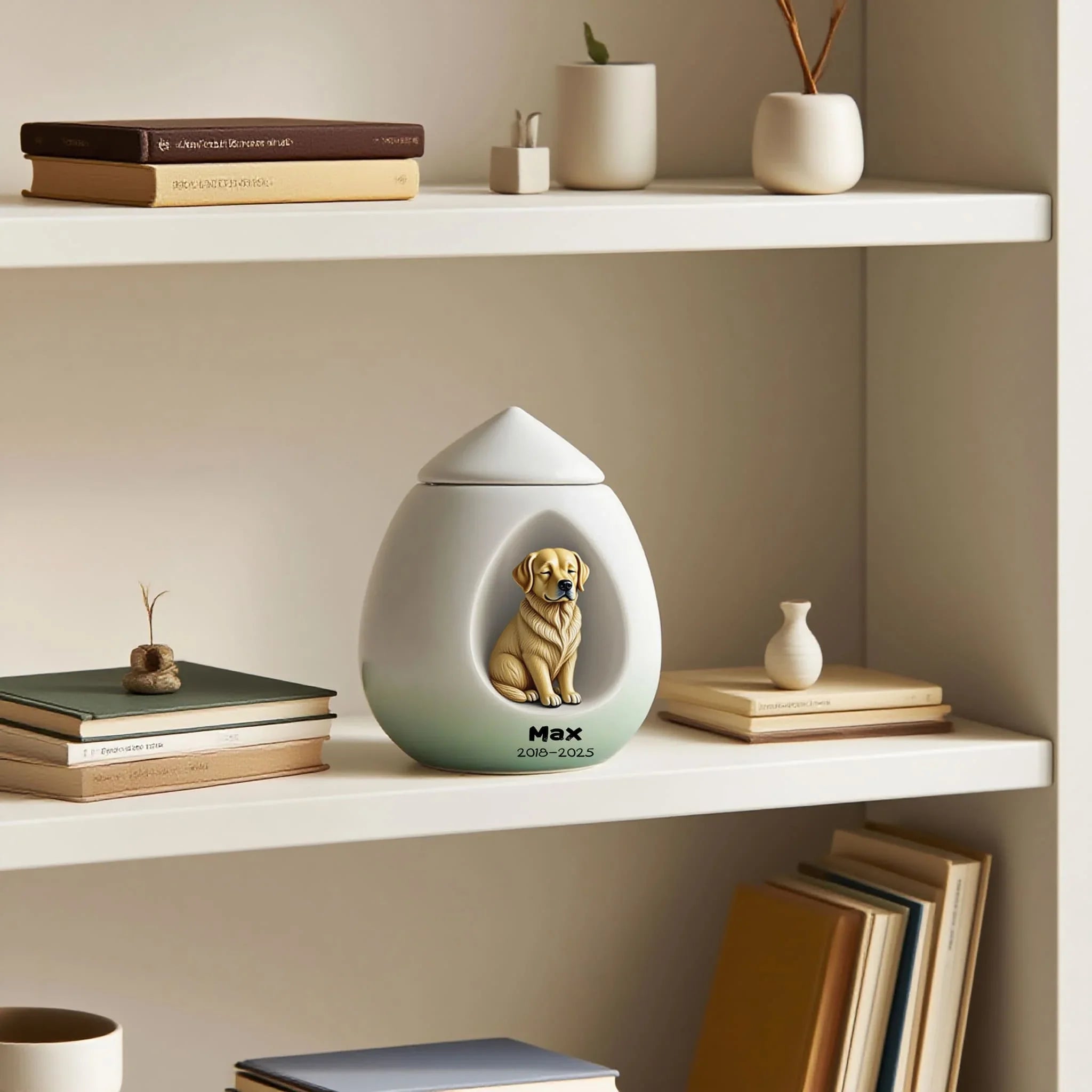 Personalized Dachshund Pet Urn - Preserve Bella's Memory 2017 - 2025 with Exquisite White Florals