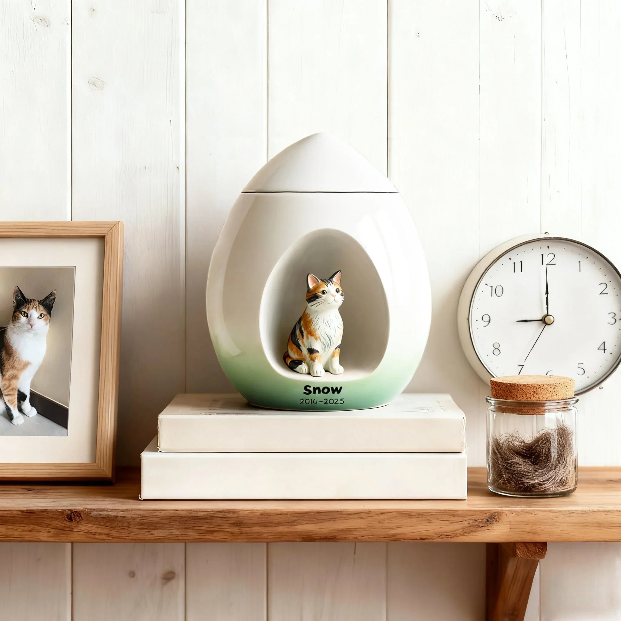 Personalized Ceramic Pet Urns – Lifelike Cat/Dog Portrait, Name & Date | Pet Loss Gift